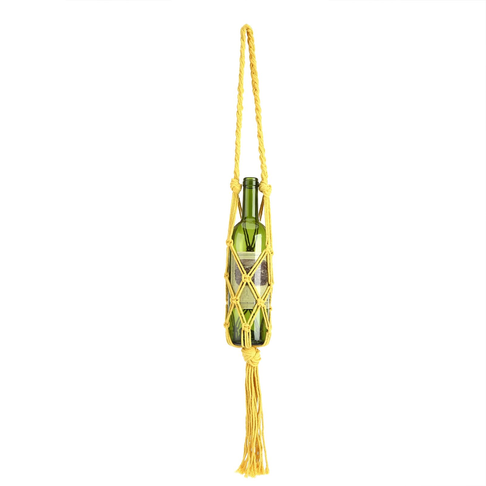 Wine Bottle Holder Bohemian Style Hand Knitting Cotton Rope Bottles Storage view 7