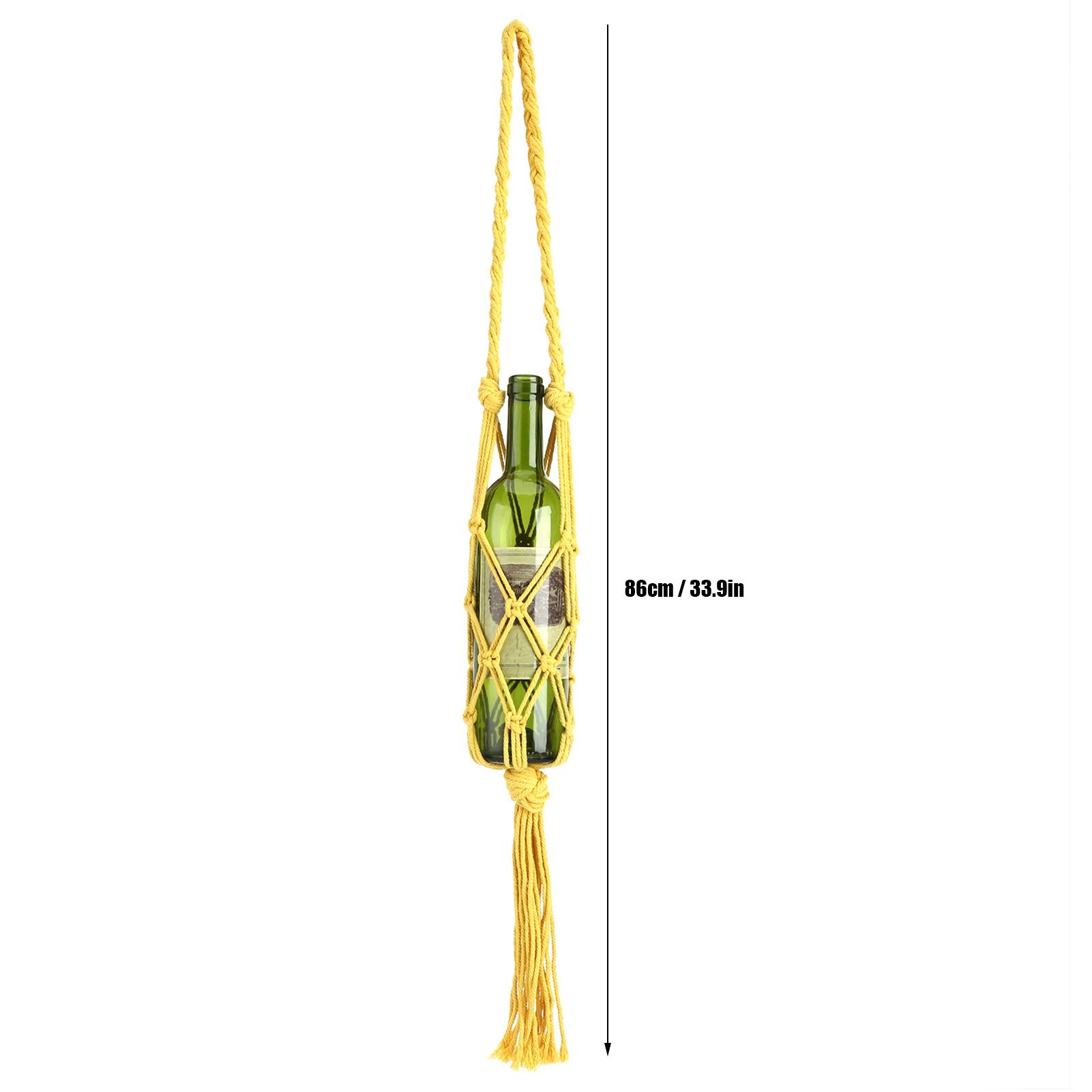 Wine Bottle Holder Bohemian Style Hand Knitting Cotton Rope Bottles Storage view 13