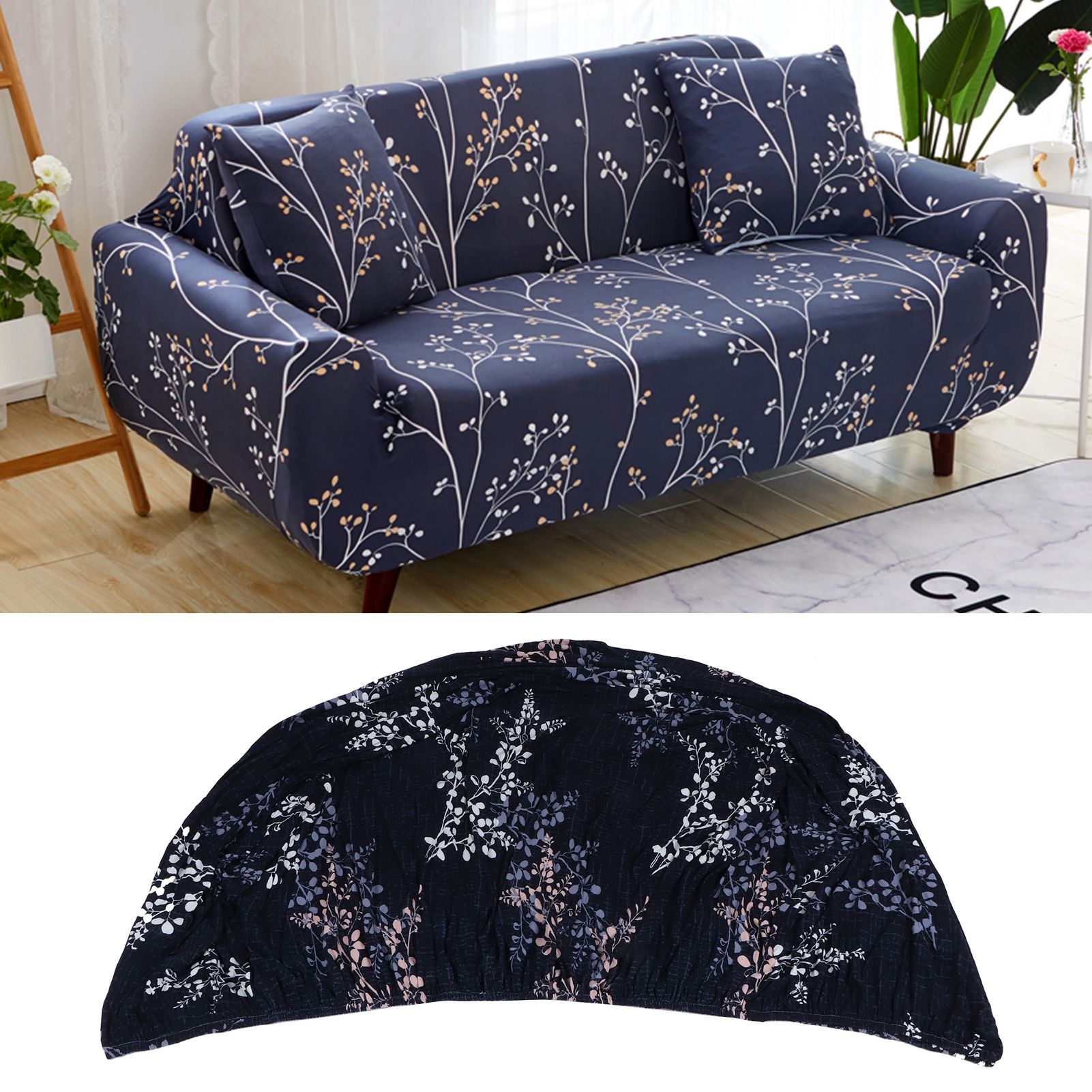 Modern Sofa Cover Elastic Sofa Protector Stretch Slipcover with Fixing Strips view 9
