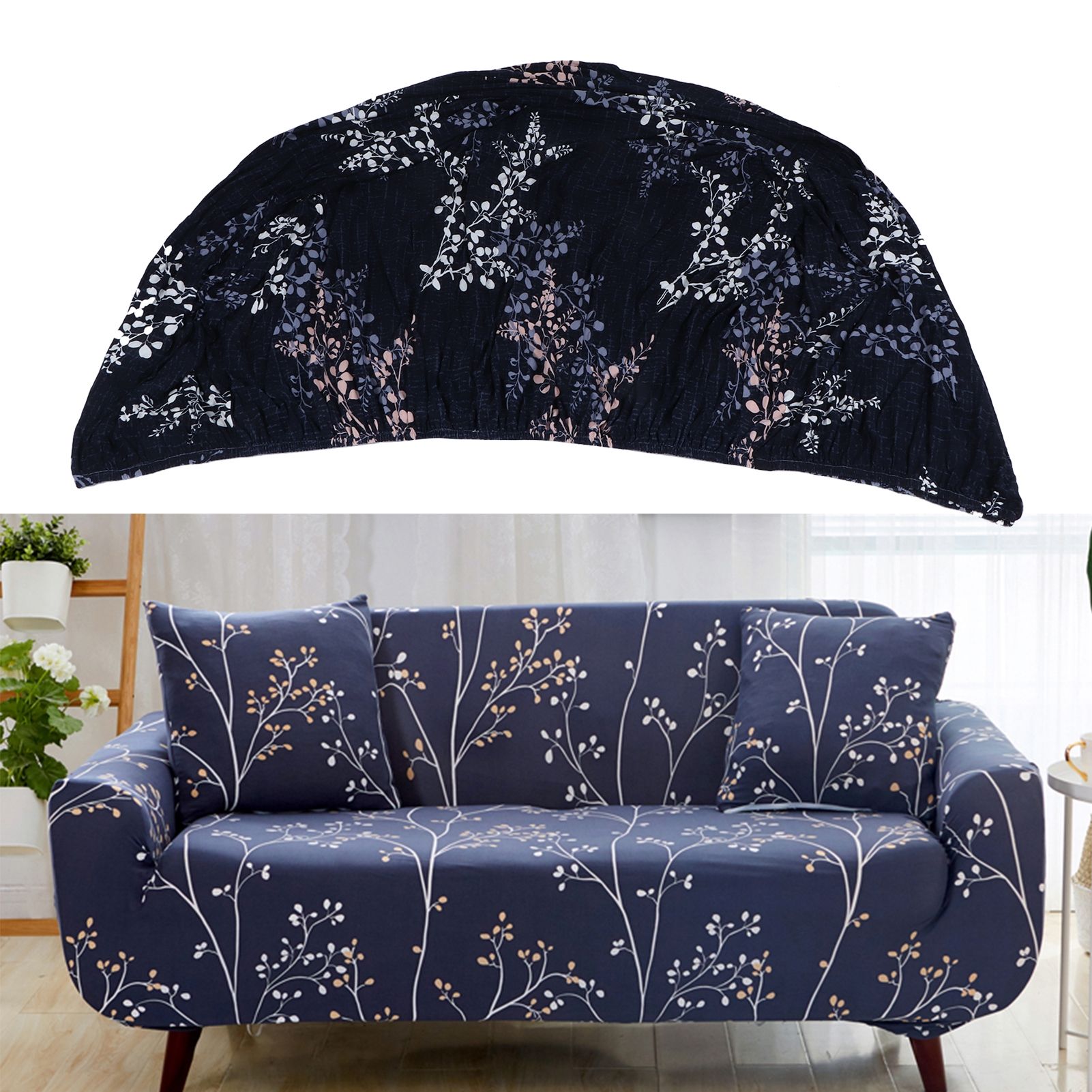 Modern Sofa Cover Elastic Sofa Protector Stretch Slipcover with Fixing Strips view 10