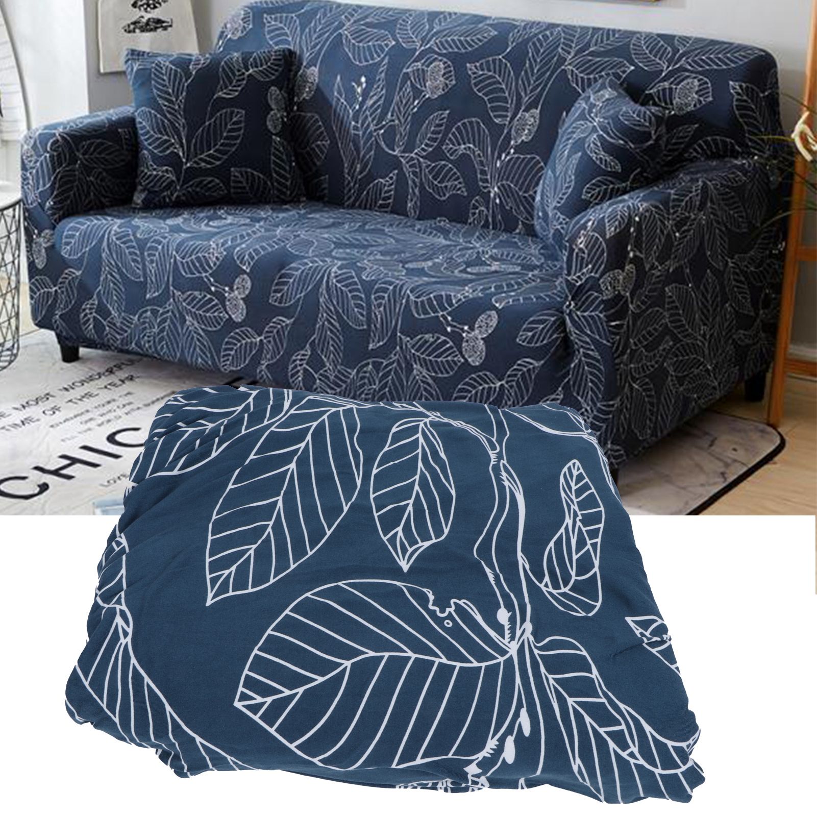 Blue Leaves Soft Elastic Sofa Cover Washable Sofa Slipcover Furniture view 10
