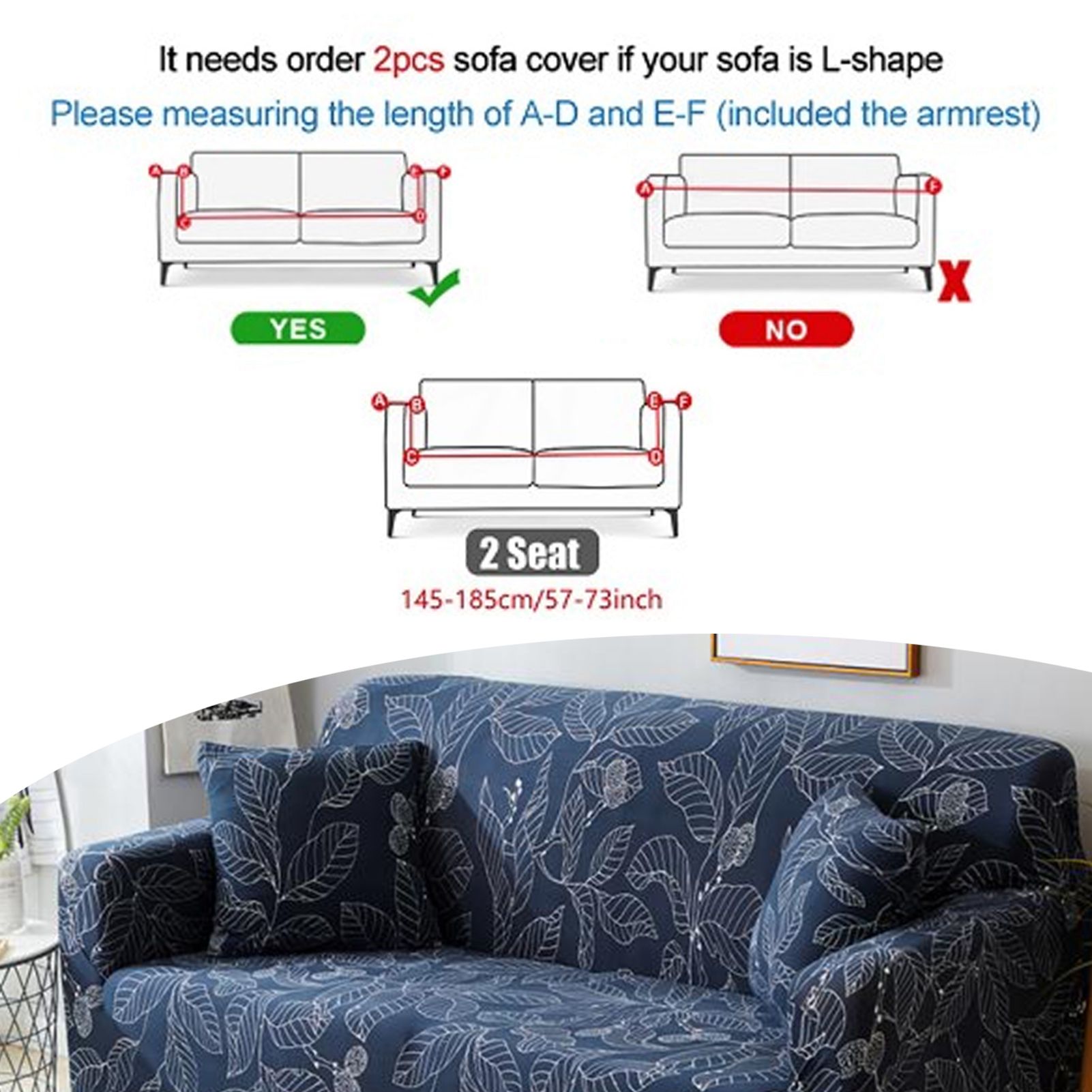 Blue Leaves Soft Elastic Sofa Cover Washable Sofa Slipcover Furniture view 14