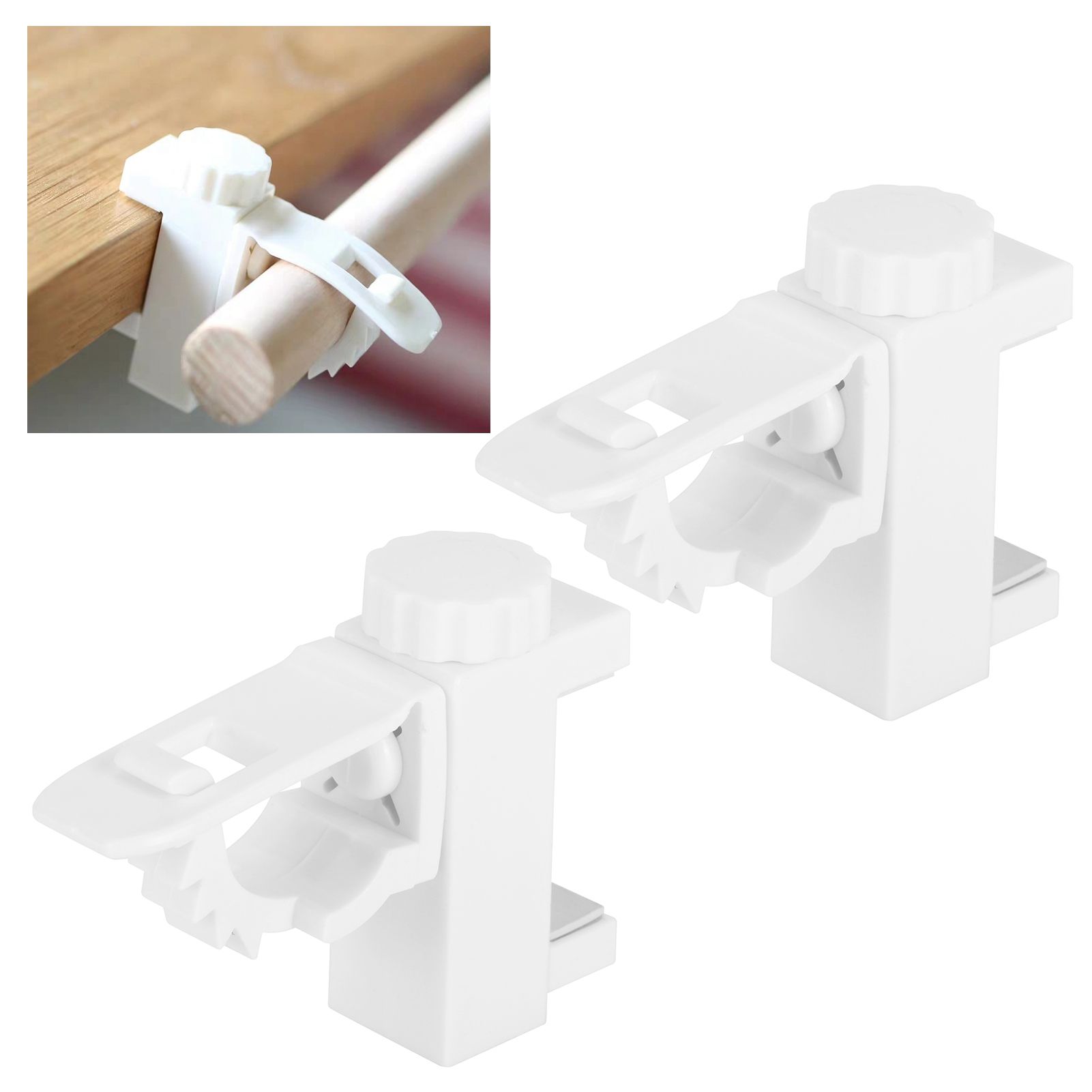 Curtain Rod Pole Holder Multipurpose Hanging Rod Clamp Hanger Organizer view 9