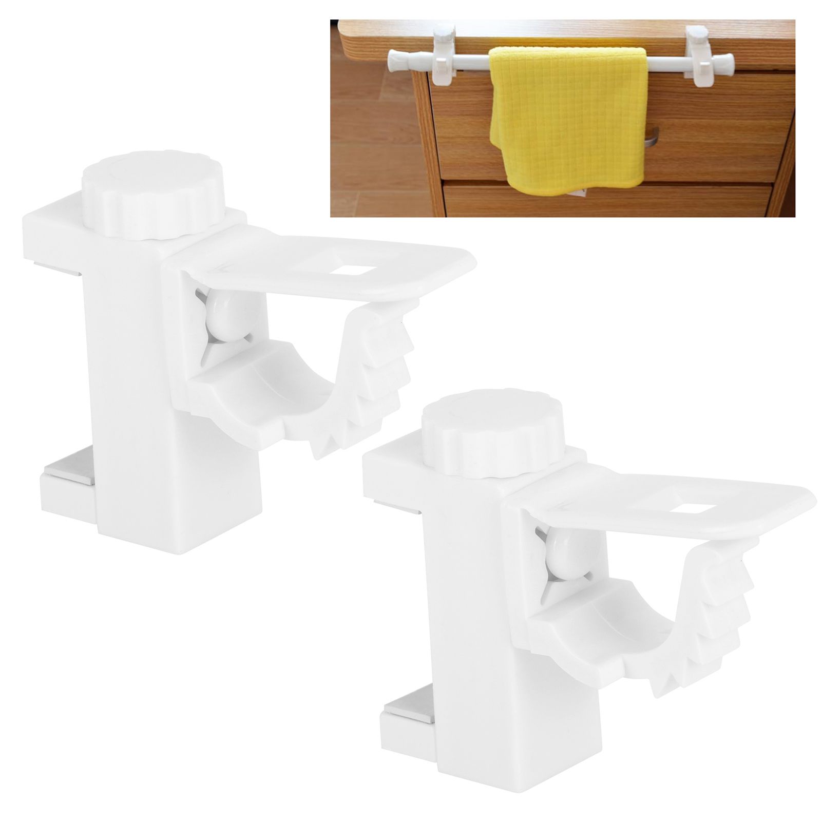 Curtain Rod Pole Holder Multipurpose Hanging Rod Clamp Hanger Organizer view 10