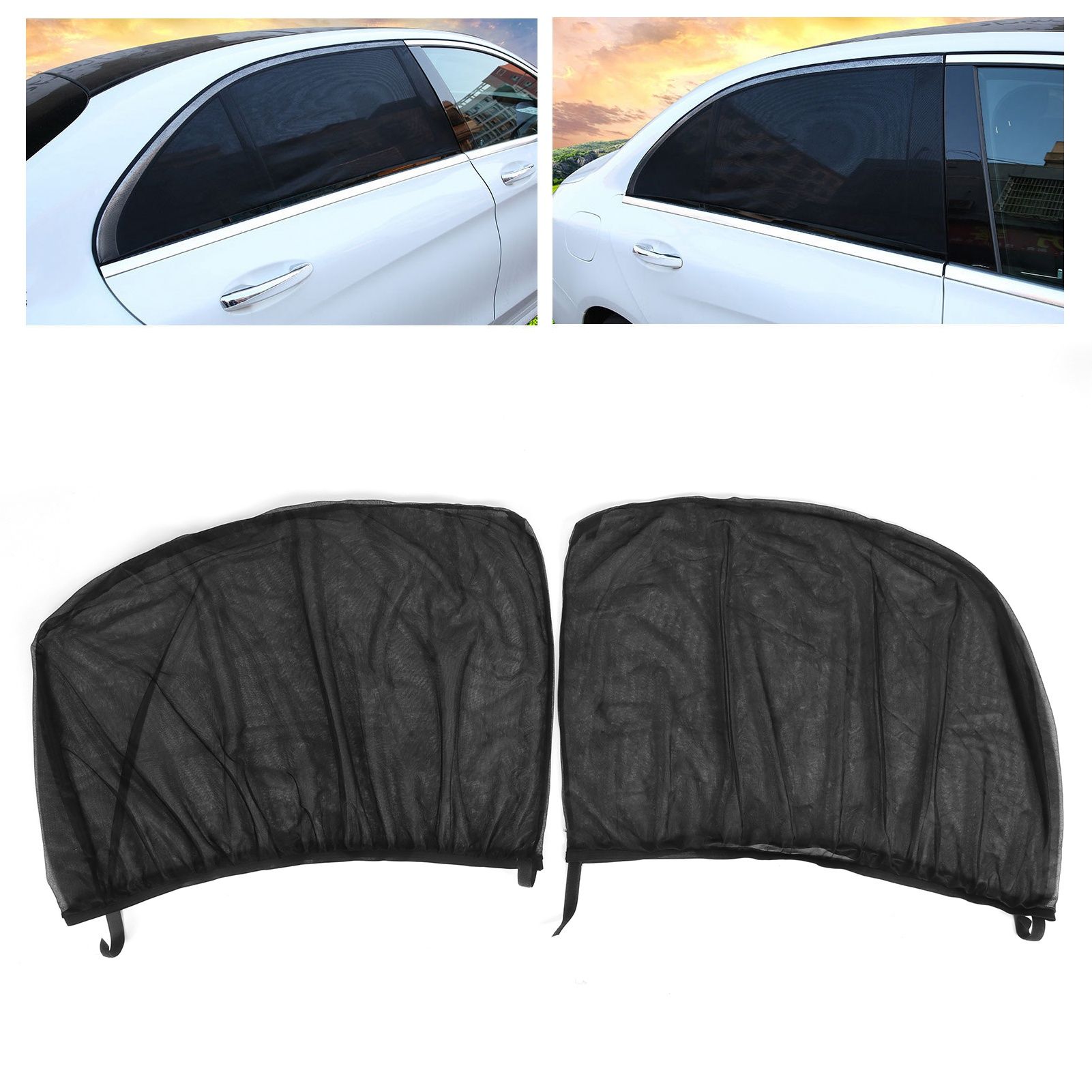 2Pcs Car Sun Shade UV Protection Anti Mosquito Car Rear Side Window Mesh view 12