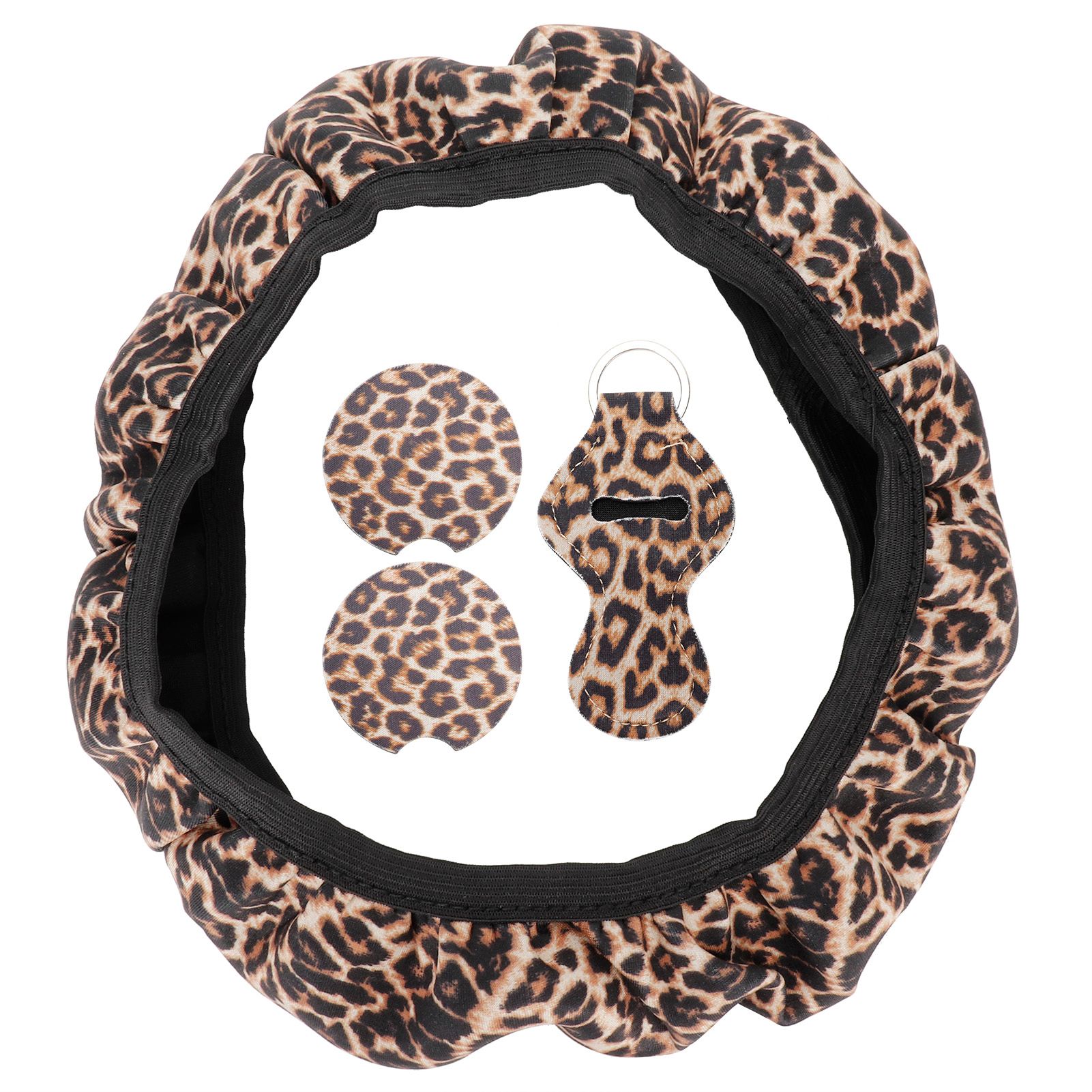 4PCS Universal Steering Wheel Cover Cup Holder Coasters Keyring Set Car view 3