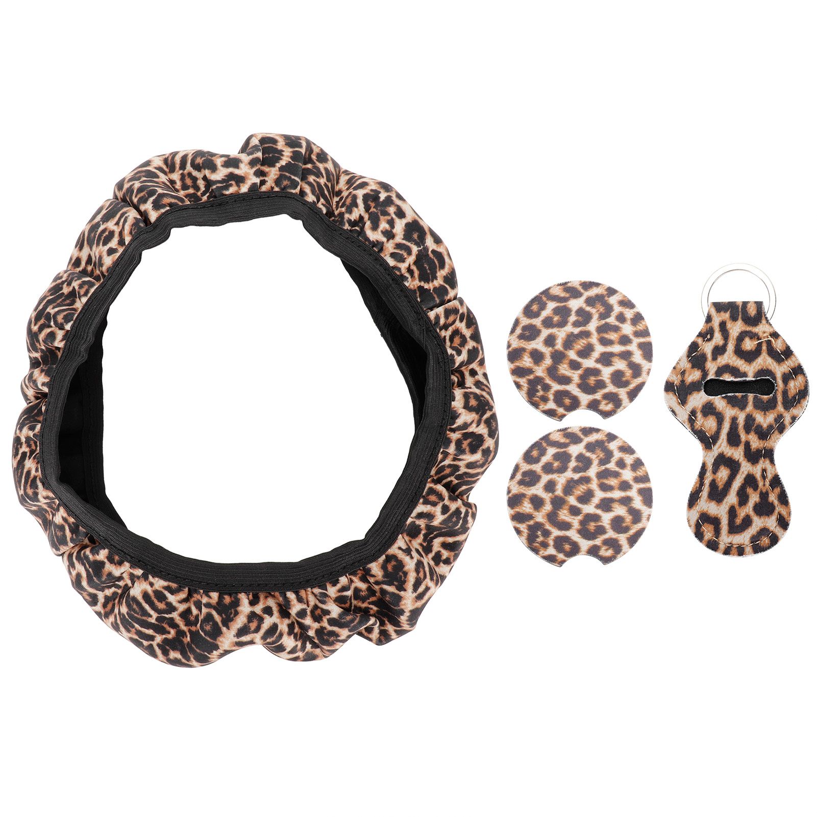 4PCS Universal Steering Wheel Cover Cup Holder Coasters Keyring Set Car view 4
