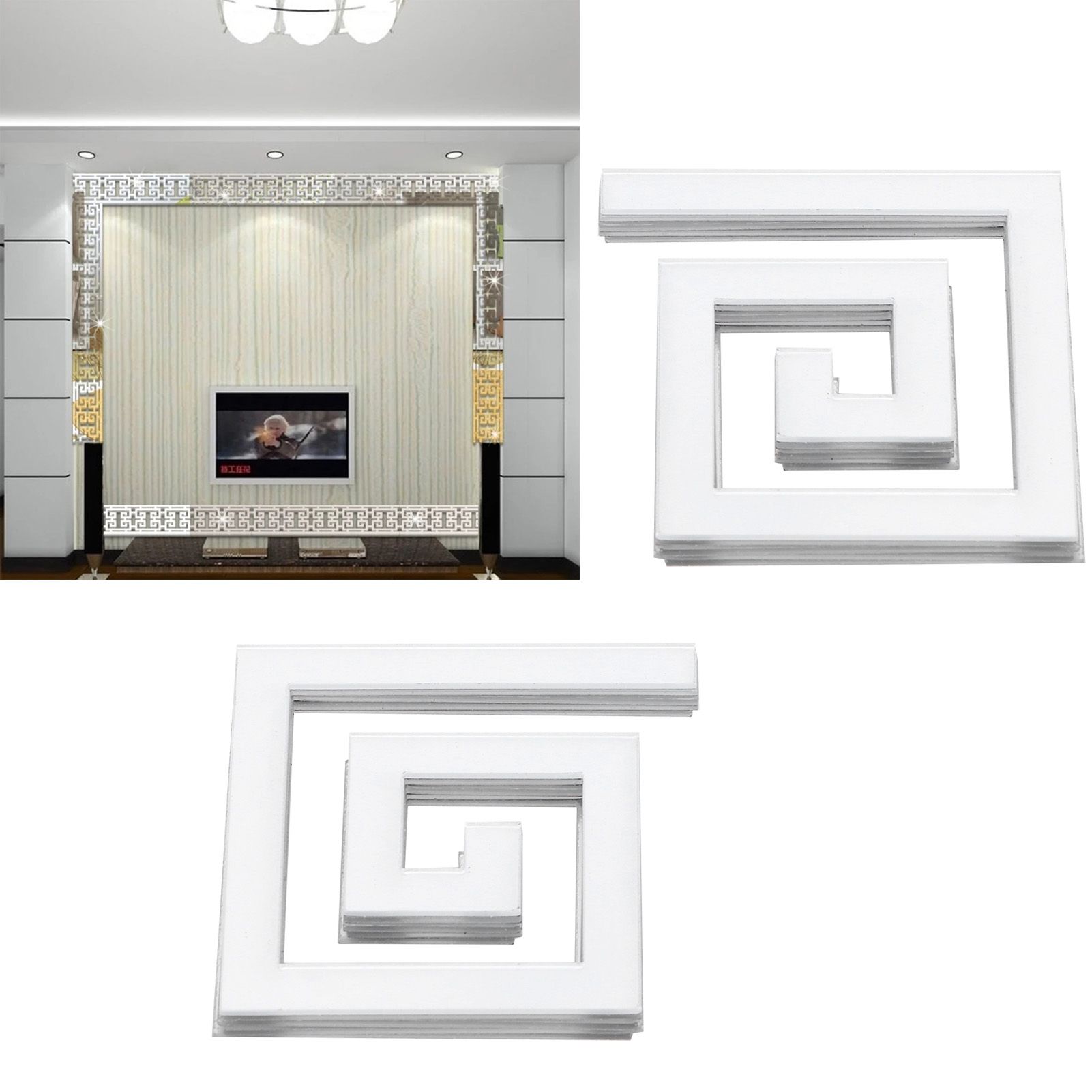 10Pcs 5x5CM DIY Waist Line Mirror Sticker Modern Acrylic Wall Stickers for view 10