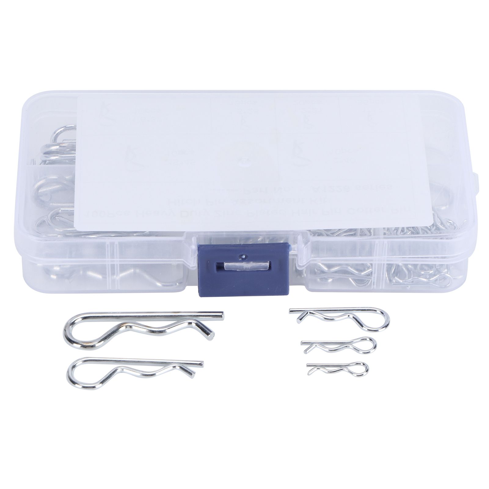 100Pcs R Cotter Pins Tractor Pin Clips with Plastic Box Assortment Kit — image 1