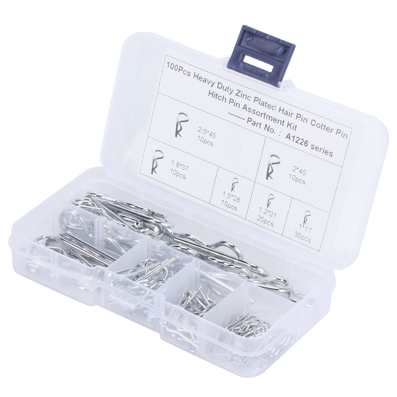 100Pcs R Cotter Pins Tractor Pin Clips with Plastic Box Assortment Kit view 4