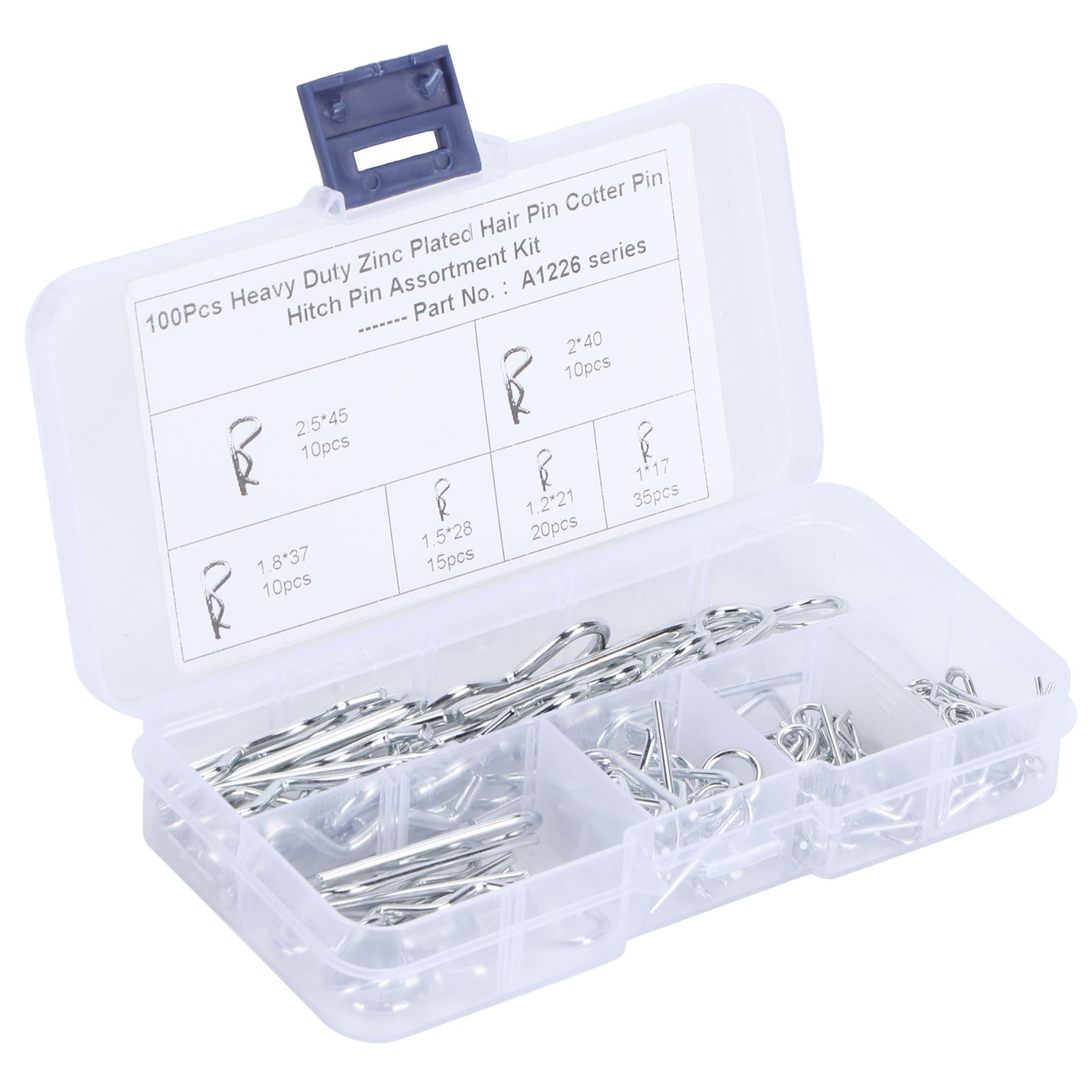 100Pcs R Cotter Pins Tractor Pin Clips with Plastic Box Assortment Kit view 5