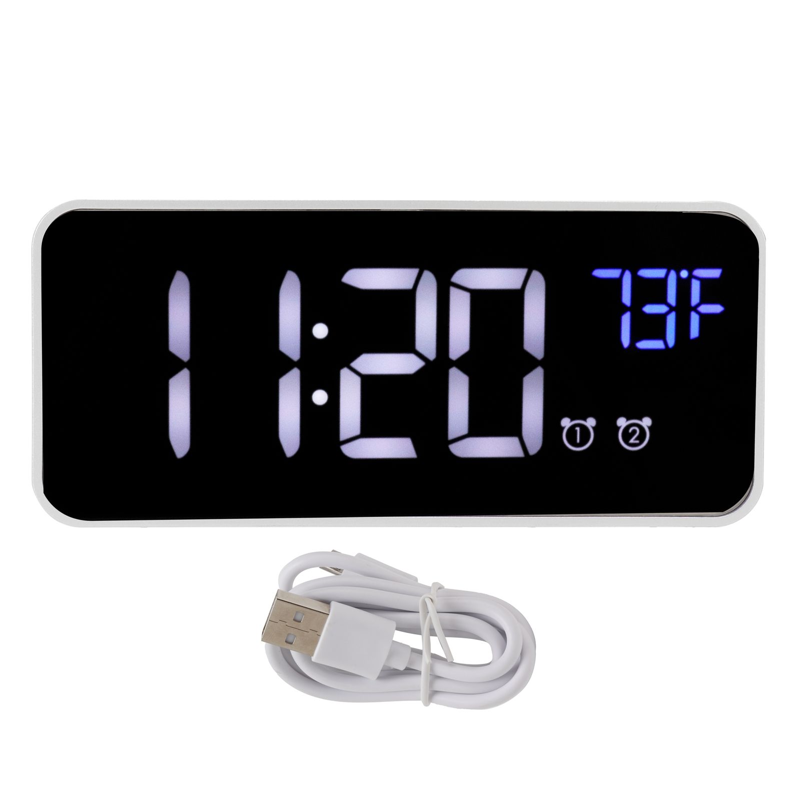 LED Digital Alarm Clock Thermometer with Snooze USB Charging Bedroom Office — image 1