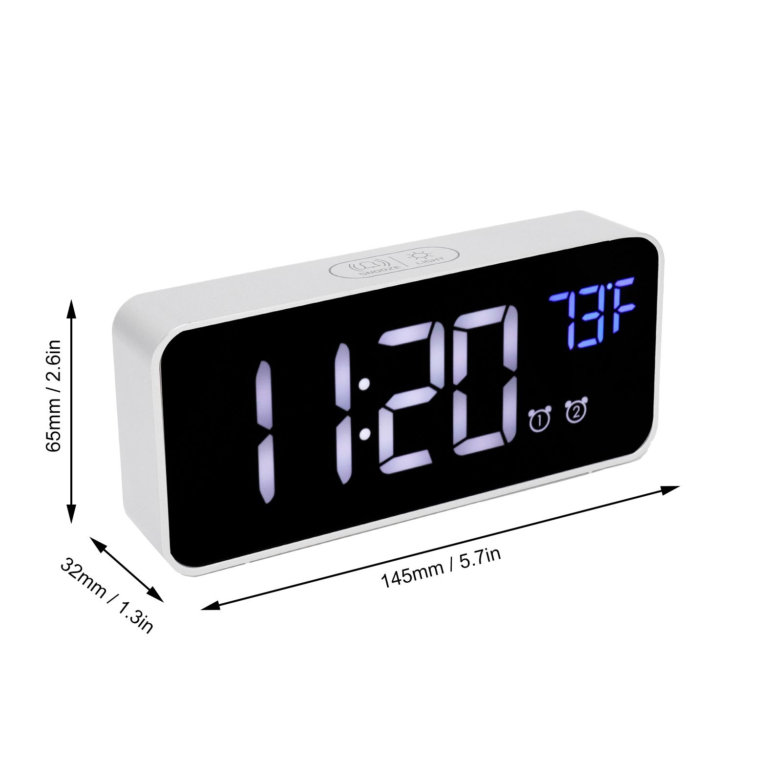 LED Digital Alarm Clock Thermometer with Snooze USB Charging Bedroom Office view 14