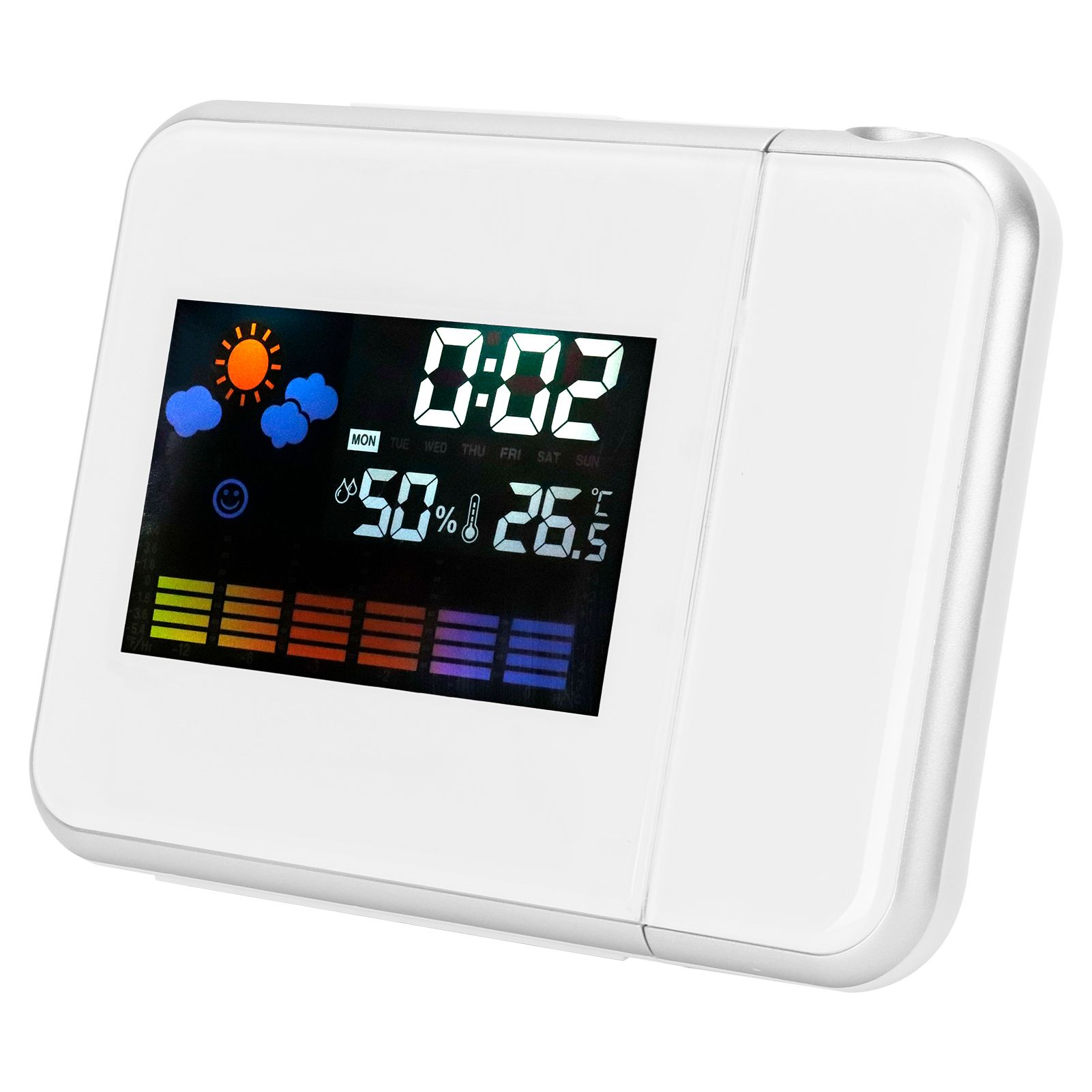 Indoor Projection LED Clock Thermometer Hygrometer Weather Forecast Snooze view 2