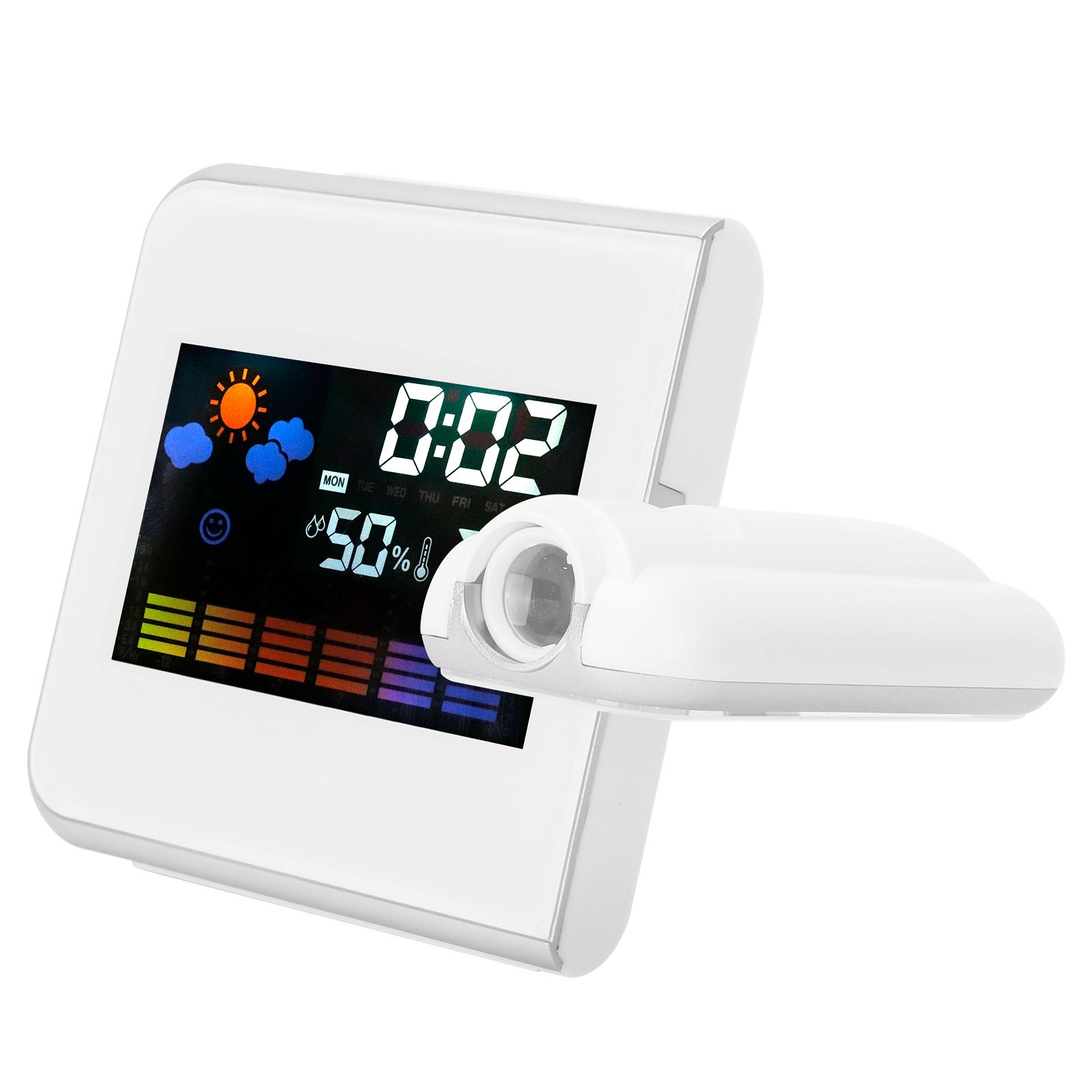 Indoor Projection LED Clock Thermometer Hygrometer Weather Forecast Snooze view 3