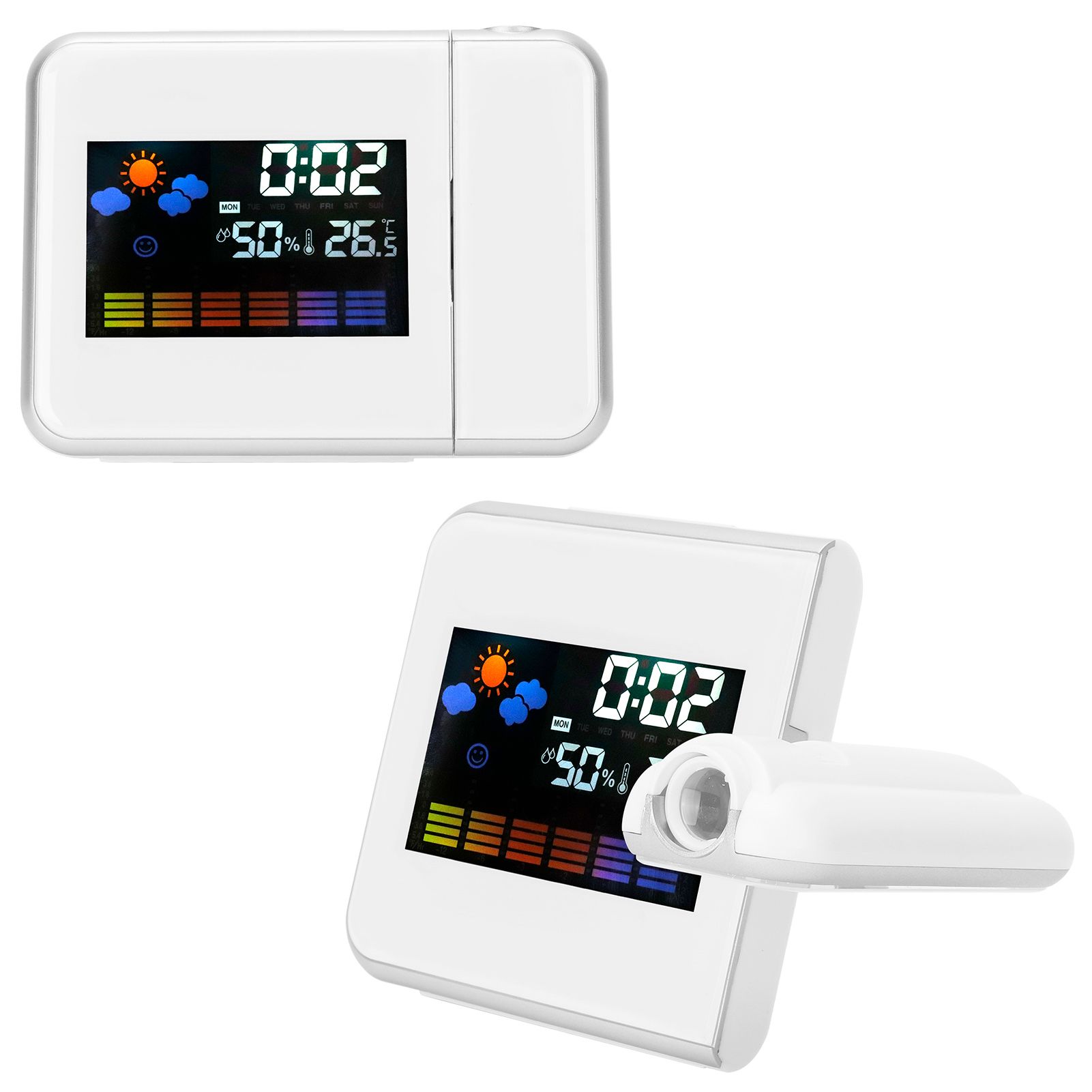 Indoor Projection LED Clock Thermometer Hygrometer Weather Forecast Snooze view 8