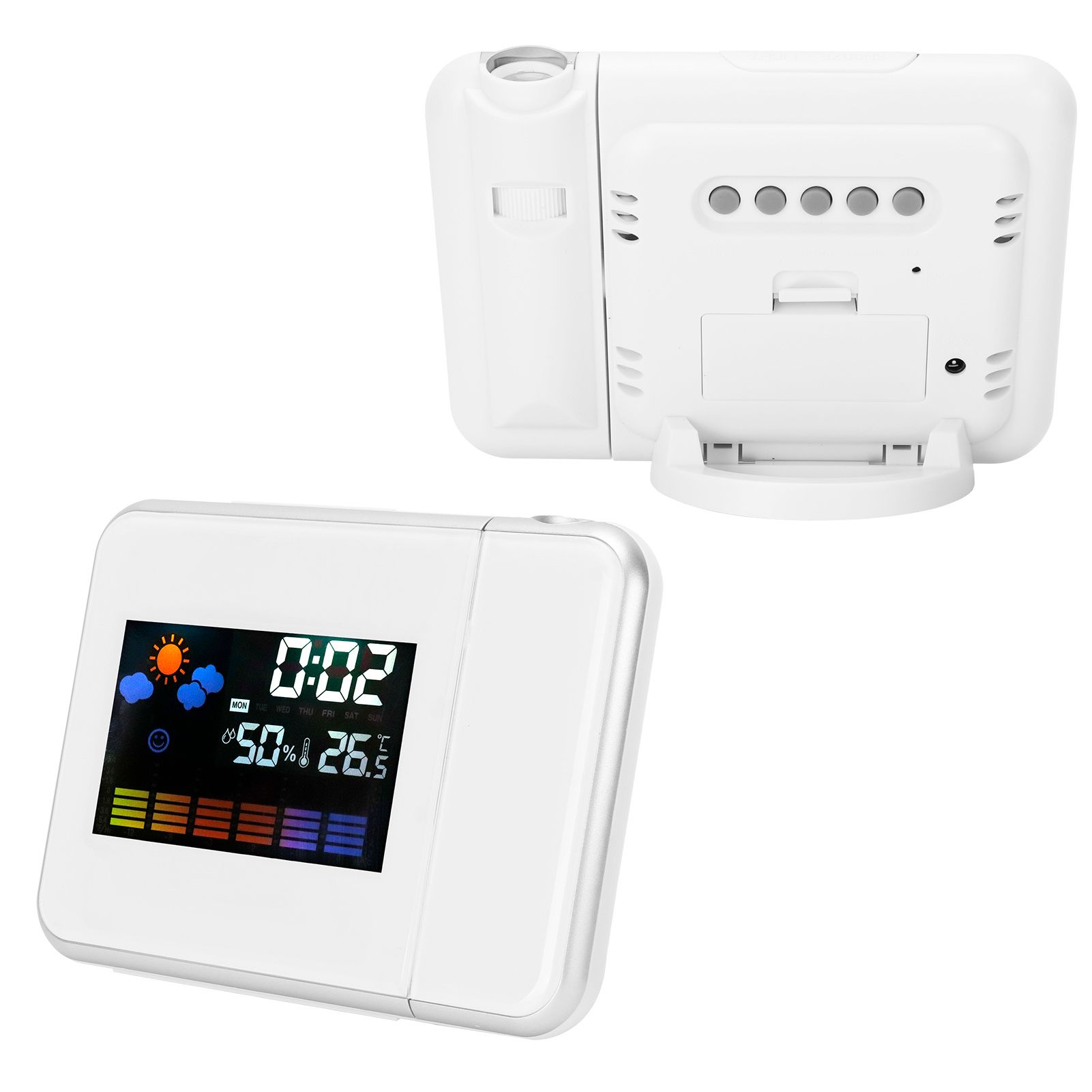 Indoor Projection LED Clock Thermometer Hygrometer Weather Forecast Snooze view 9