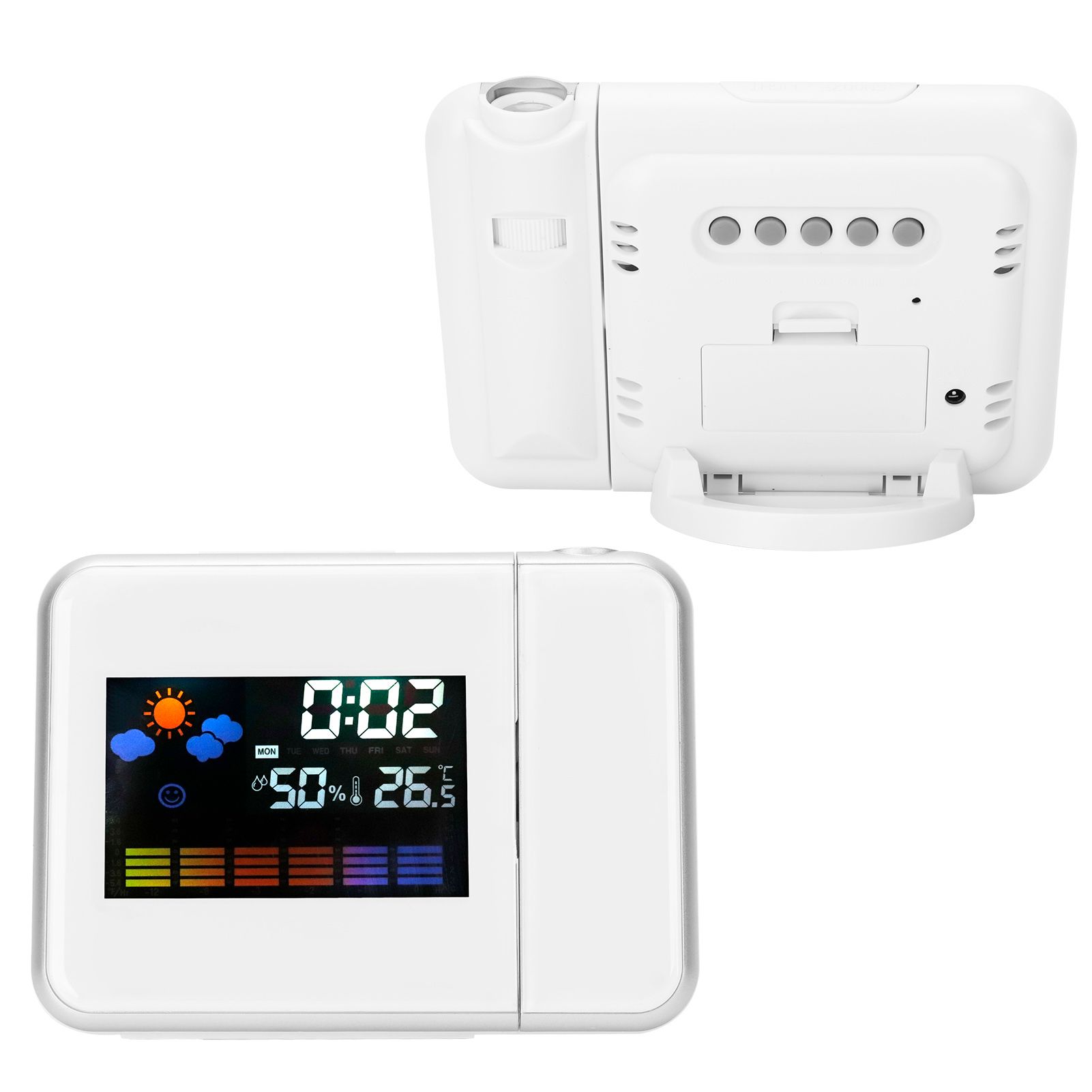 Indoor Projection LED Clock Thermometer Hygrometer Weather Forecast Snooze view 10