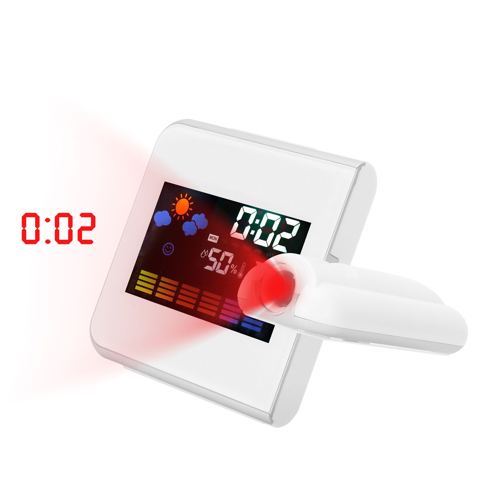 Indoor Projection LED Clock Thermometer Hygrometer Weather Forecast Snooze view 11