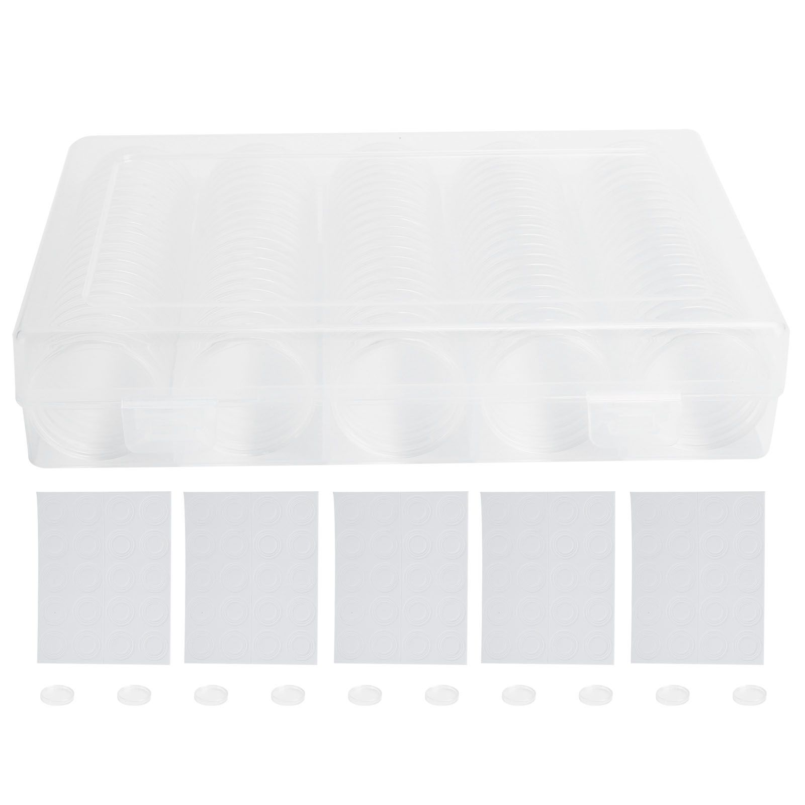 100PCS Transparent Coin Storage Box 17/20/25/27/30mm Round Coin Capsules