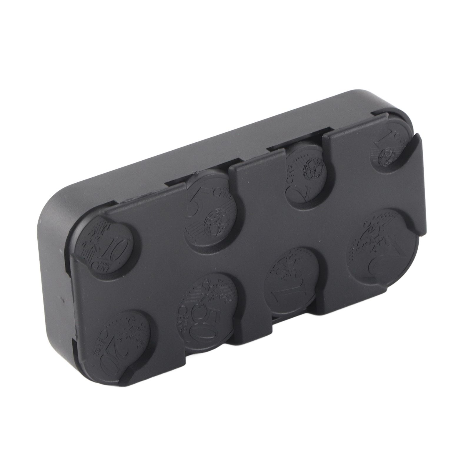 Rectangle Euro Coin Dispenser Plastic Coin Holders Storage Box Organizer Car Use view 2