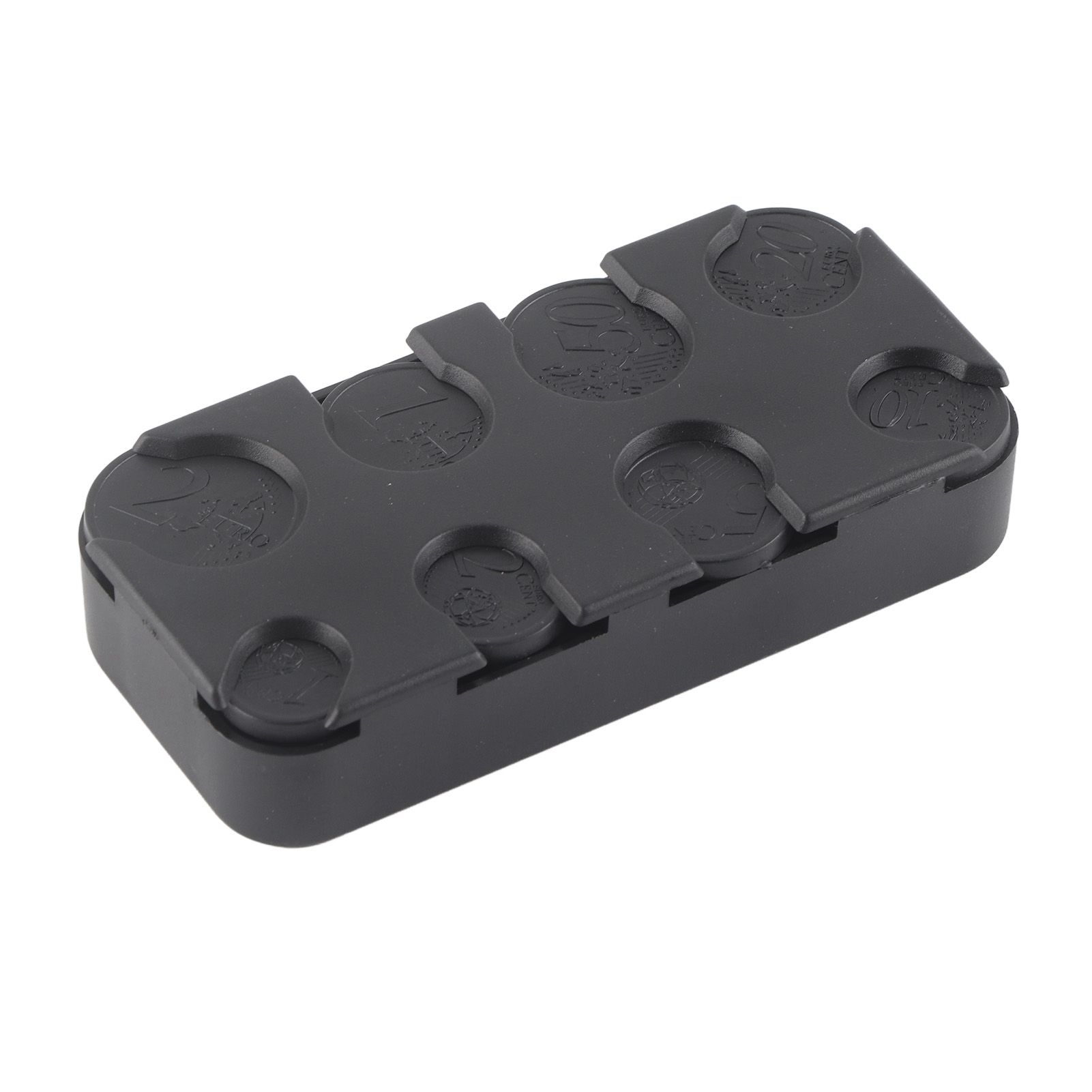 Rectangle Euro Coin Dispenser Plastic Coin Holders Storage Box Organizer Car Use view 5