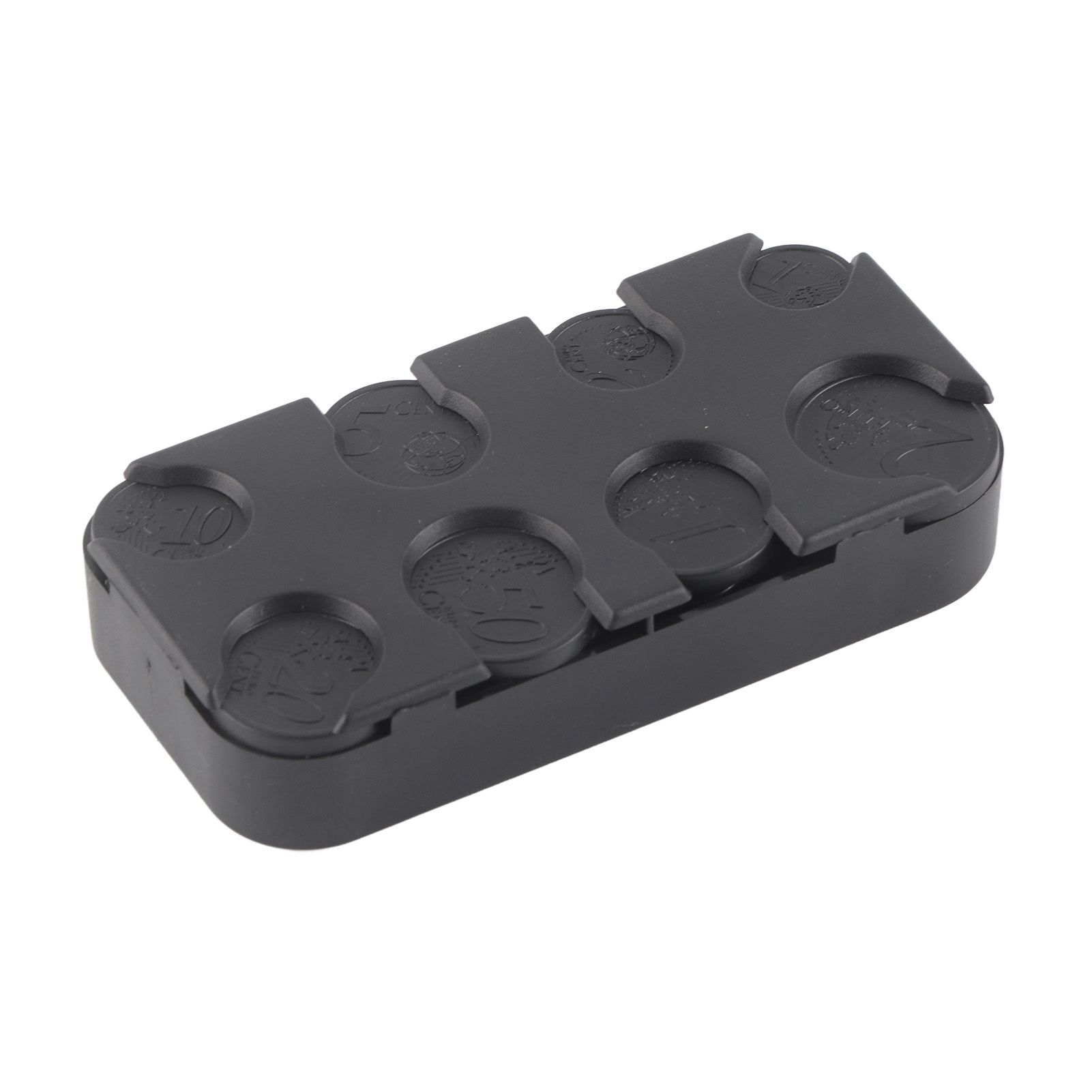 Rectangle Euro Coin Dispenser Plastic Coin Holders Storage Box Organizer Car Use view 10