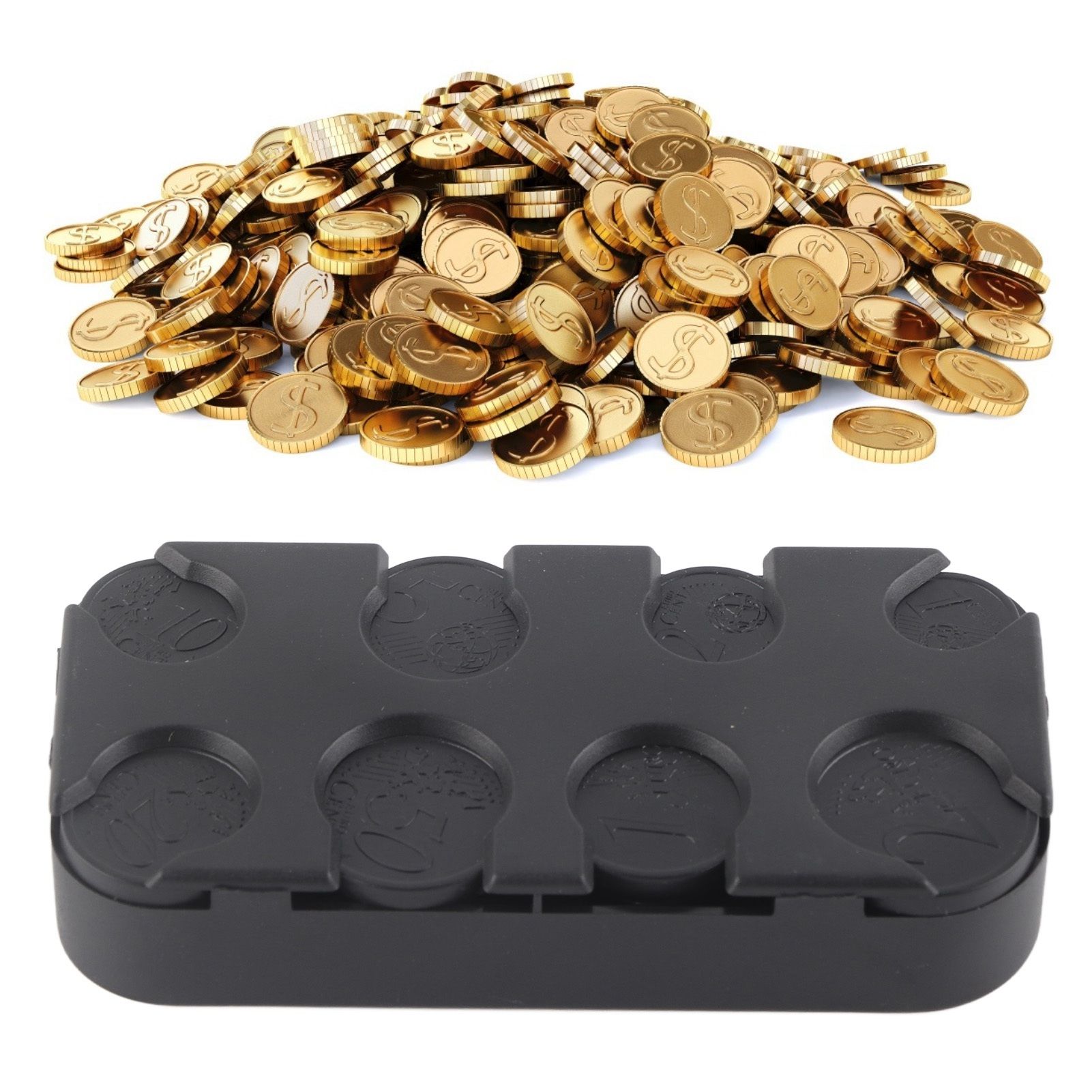 Rectangle Euro Coin Dispenser Plastic Coin Holders Storage Box Organizer Car Use view 11
