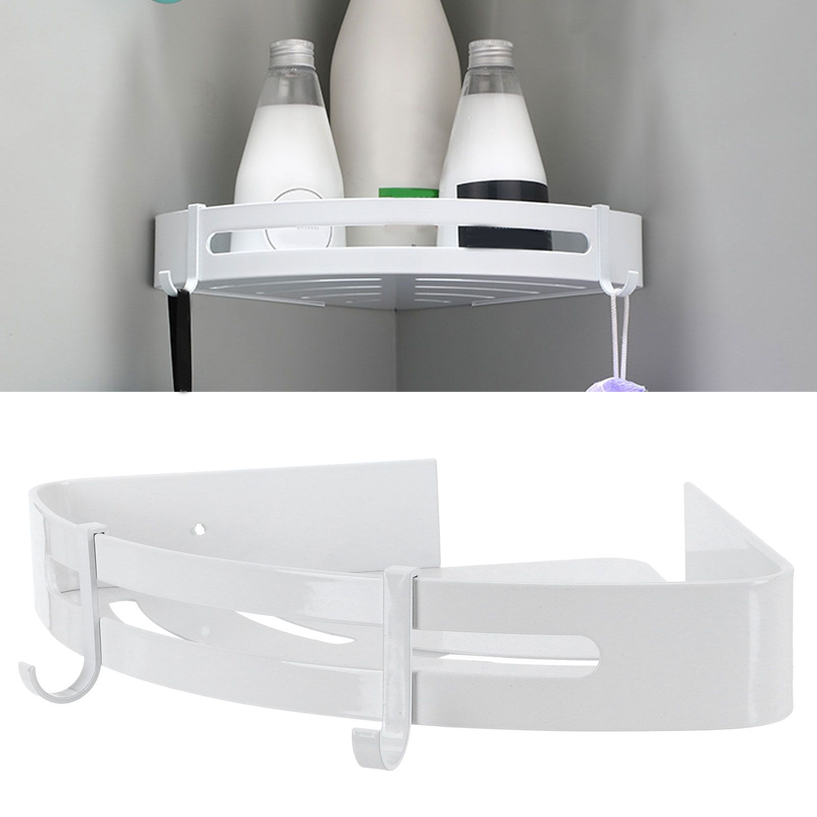White Toilet Triangular Basket Hotel Bathroom Single Layer Aluminum Shelf for view 12