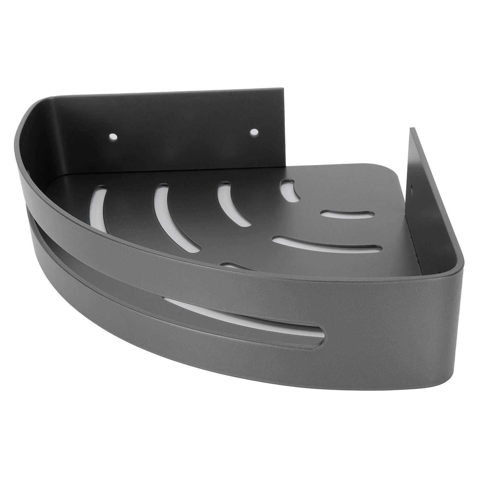 Gray Corner Shelf Space Aluminum Triangular Storage Rack Organizer Bathroom view 2