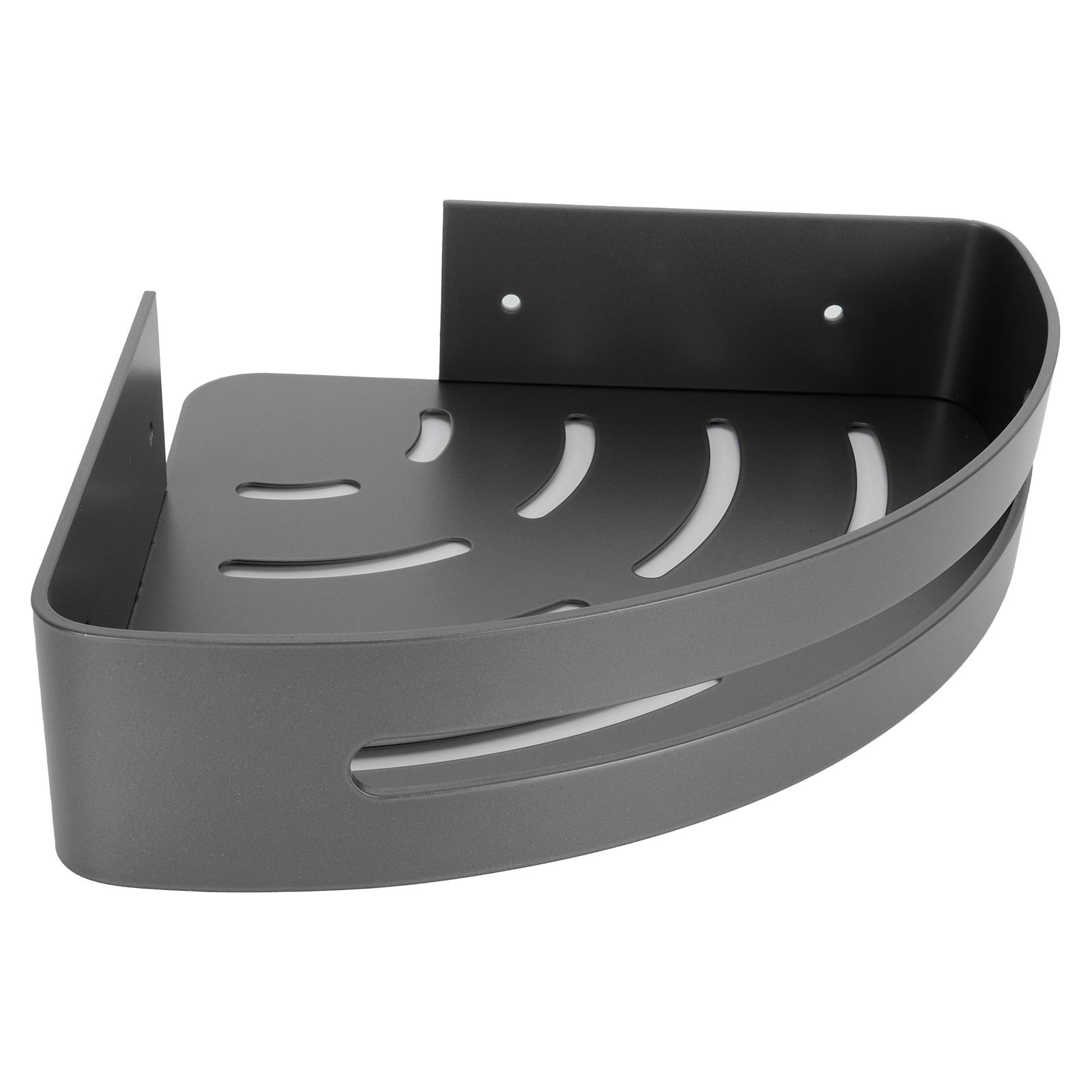 Gray Corner Shelf Space Aluminum Triangular Storage Rack Organizer Bathroom view 9