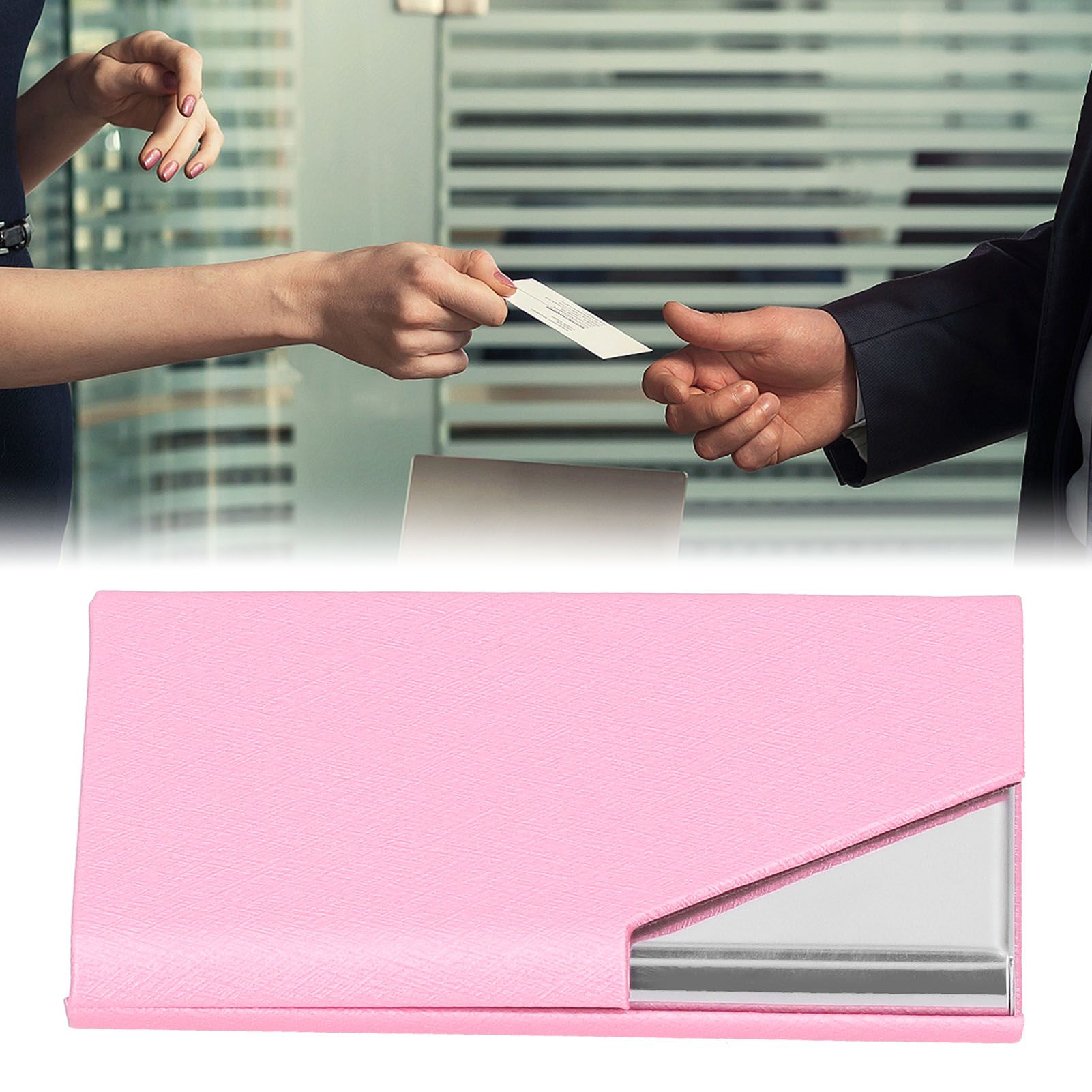 Business Card Holder Stainless Steel Innovative Name Card Case Organizer for view 12