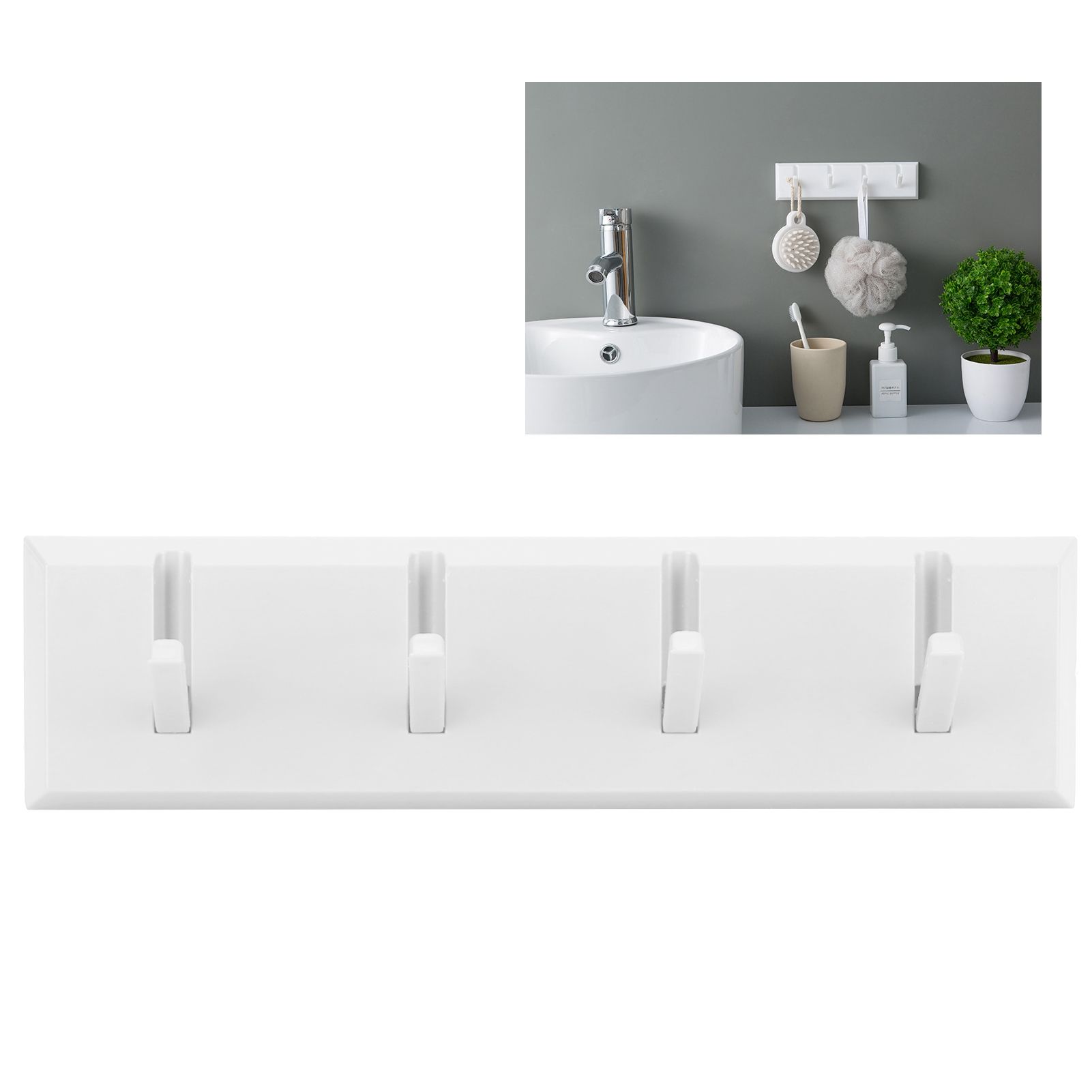 Wall Row Hook Punch Free Coat Key Holder Door Hat Hanger for Bathroom Wall view 12