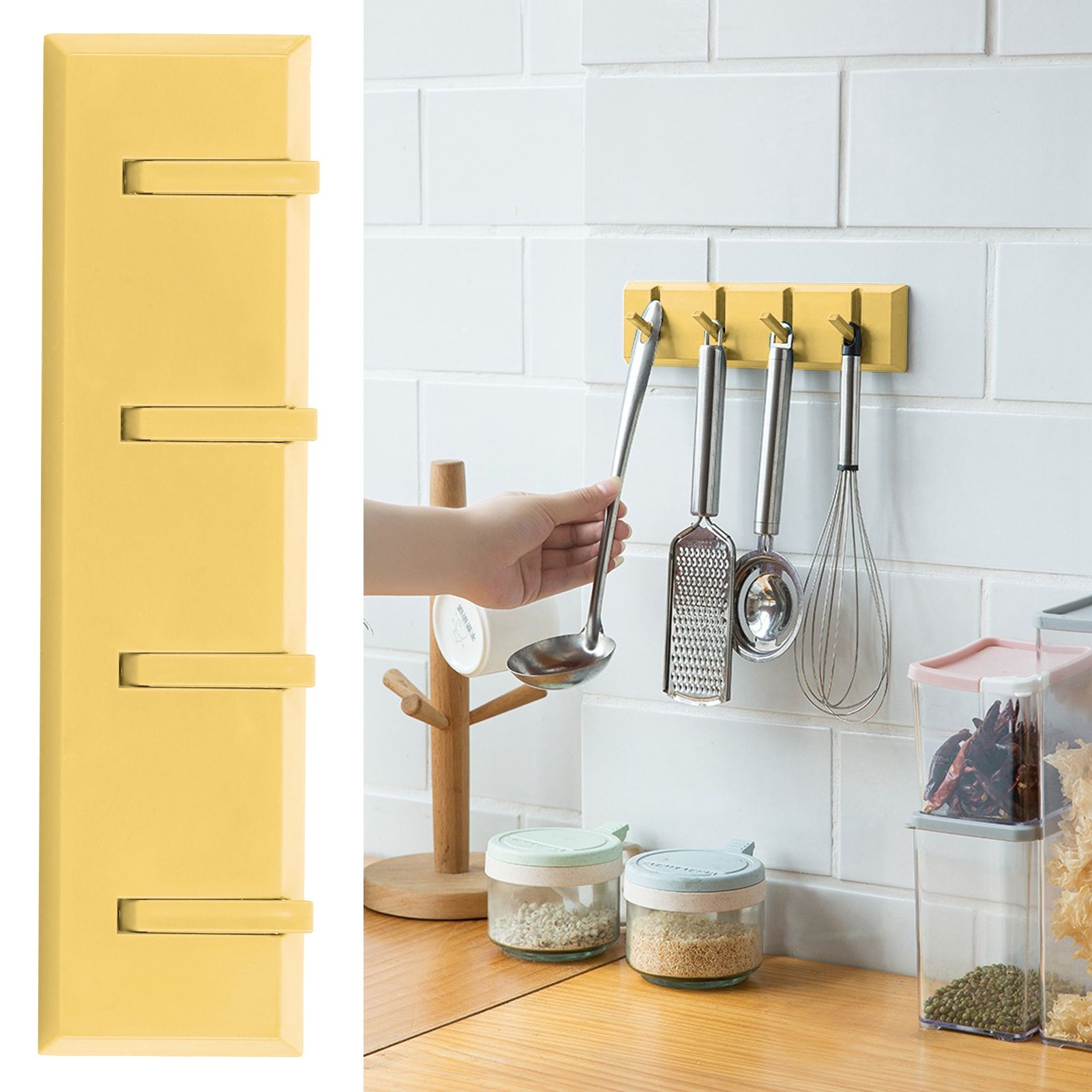 Wall Row Hook Punch Free Coat Key Holder Door Hat Hanger for Bathroom Wall view 12