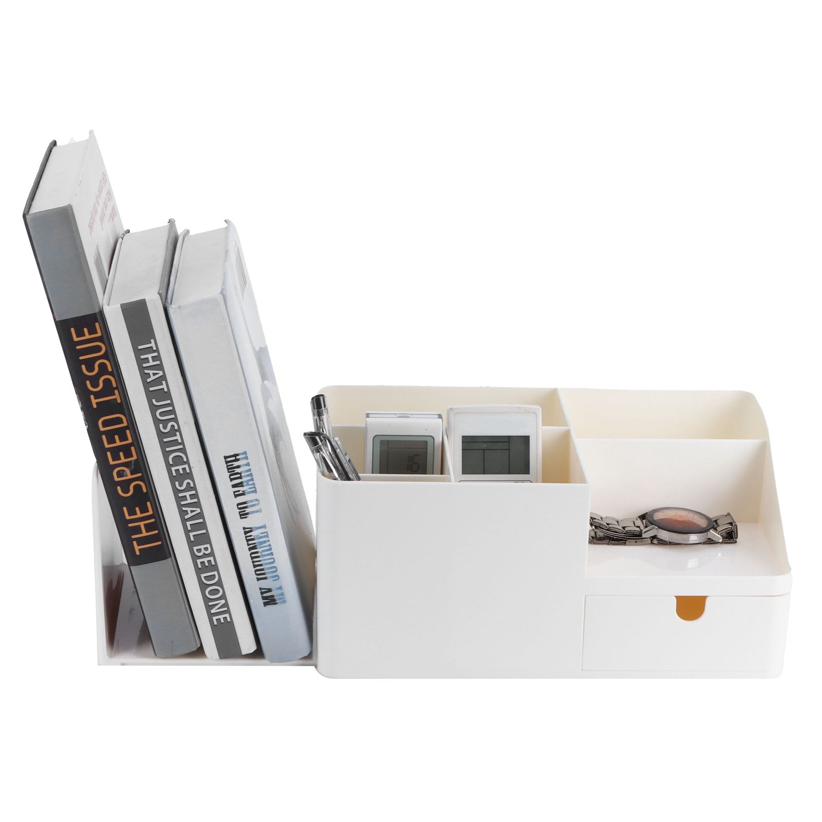 Drawer Type Desk Storage Box Book Stand Stationery Remote Control Holder for view 9
