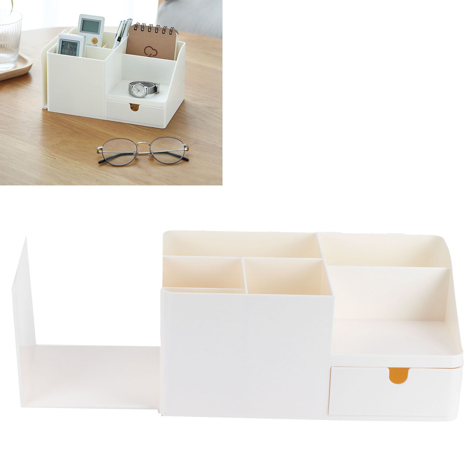 Drawer Type Desk Storage Box Book Stand Stationery Remote Control Holder for view 12