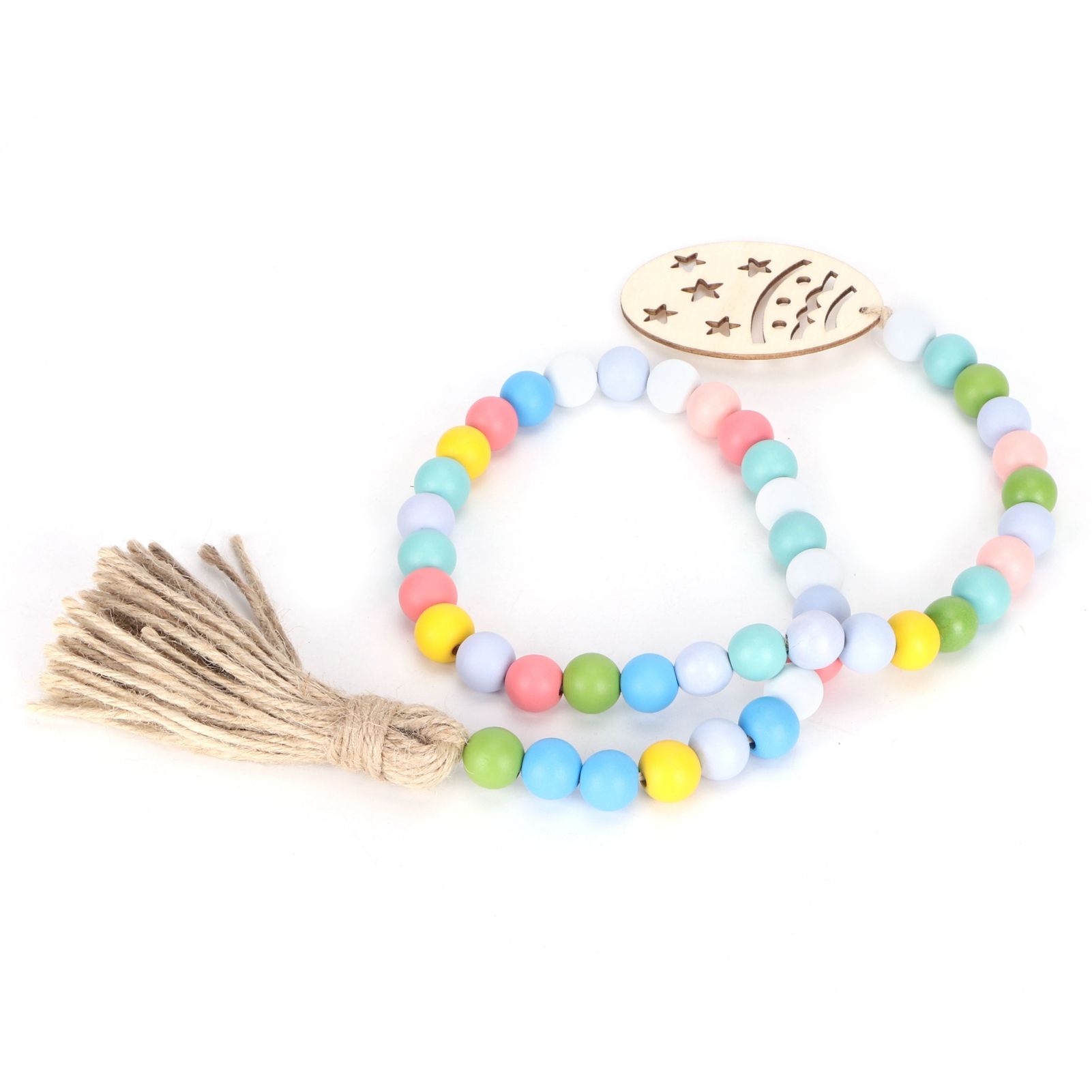 Easter Wood Bead Garland Colorful Beads Pendant Ornament Home Room Decoration 85cm view 7