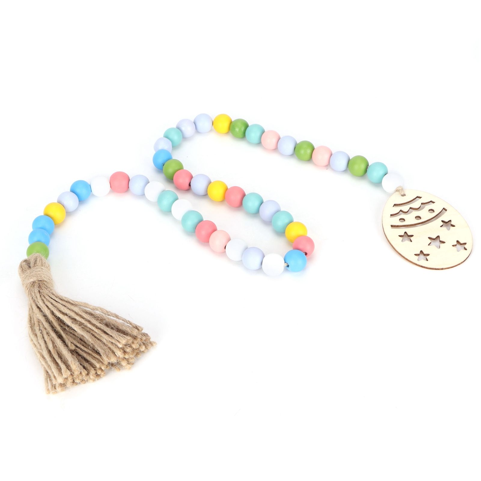 Easter Wood Bead Garland Colorful Beads Pendant Ornament Home Room Decoration 85cm view 8