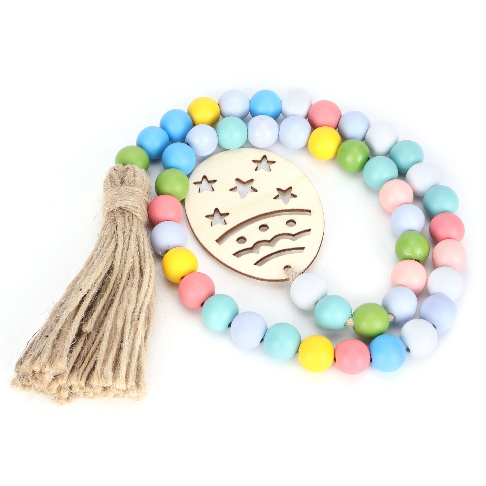 Easter Wood Bead Garland Colorful Beads Pendant Ornament Home Room Decoration 85cm view 9