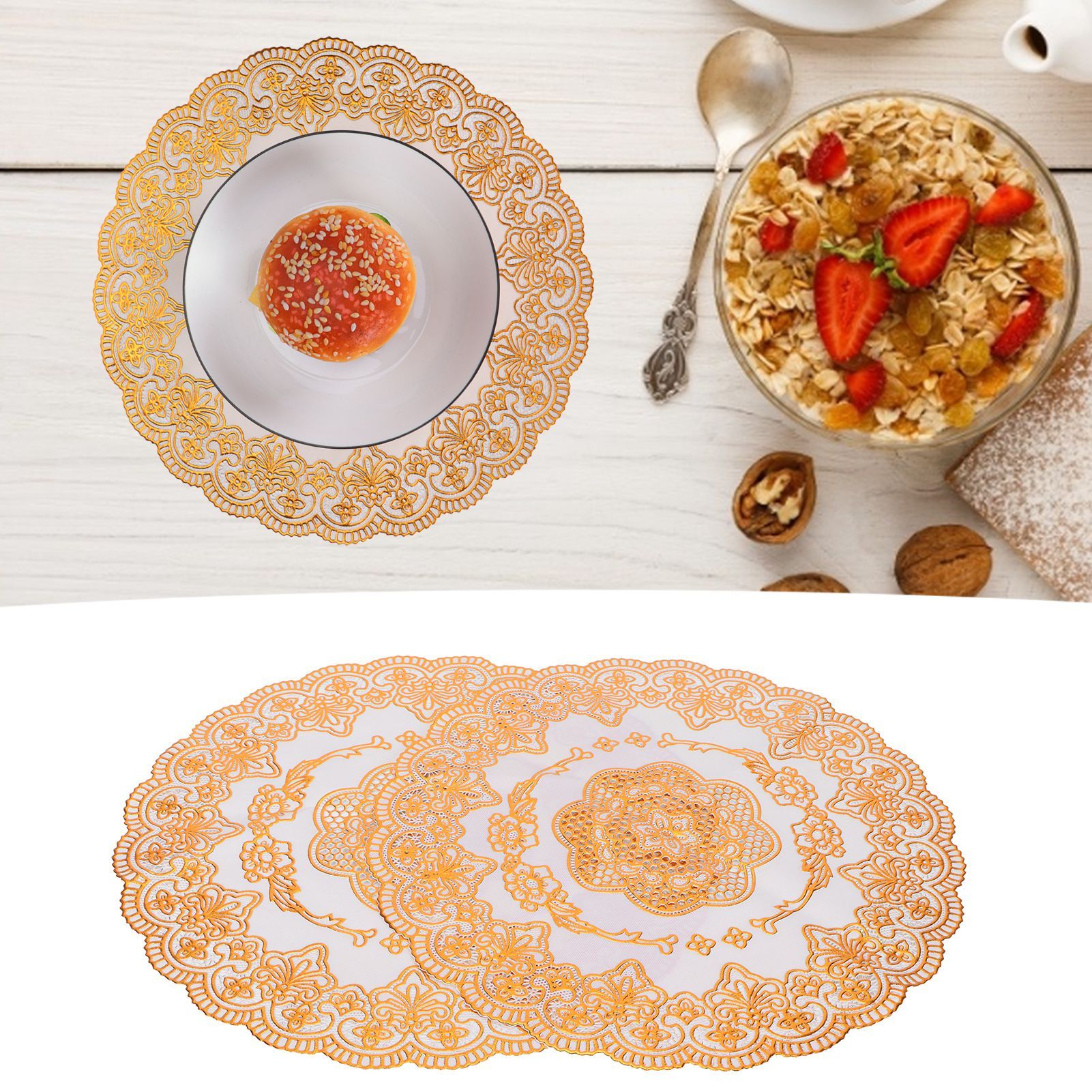 2PCS 30cmx30cm Table Mats Gold Dining Table Placemats for Wedding Party view 11