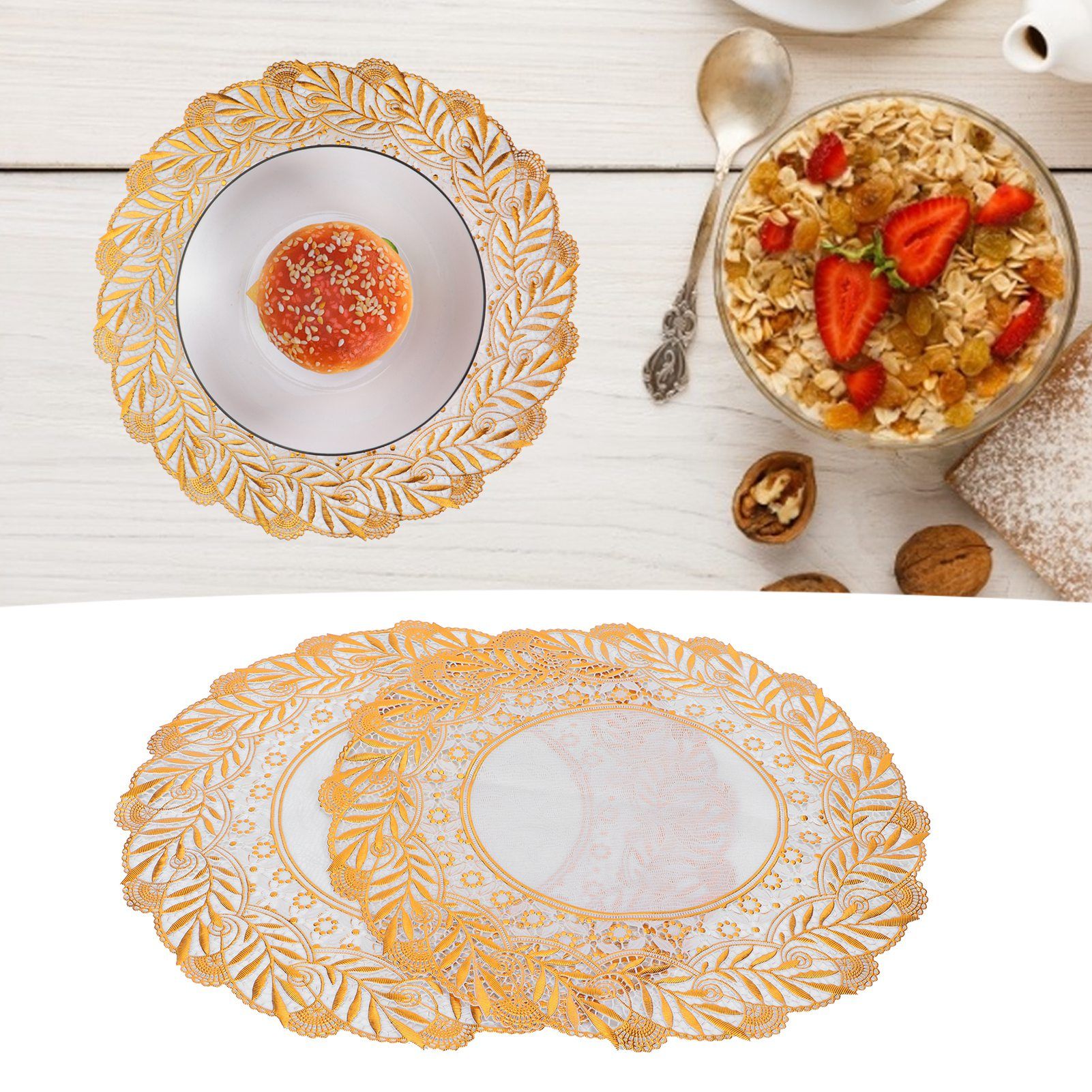 2PCS 30cmx30cm Table Mats Gold Dining Table Placemats for Wedding Party view 11