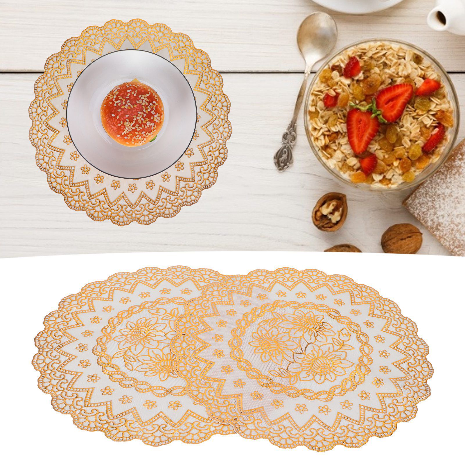 2PCS 30cmx30cm Table Mats Gold Dining Table Placemats for Wedding Party view 11