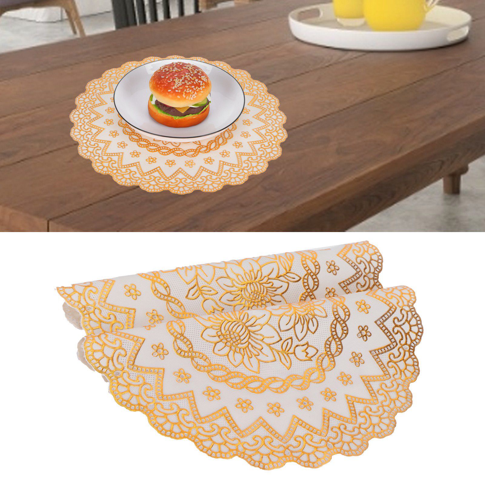2PCS 30cmx30cm Table Mats Gold Dining Table Placemats for Wedding Party view 12