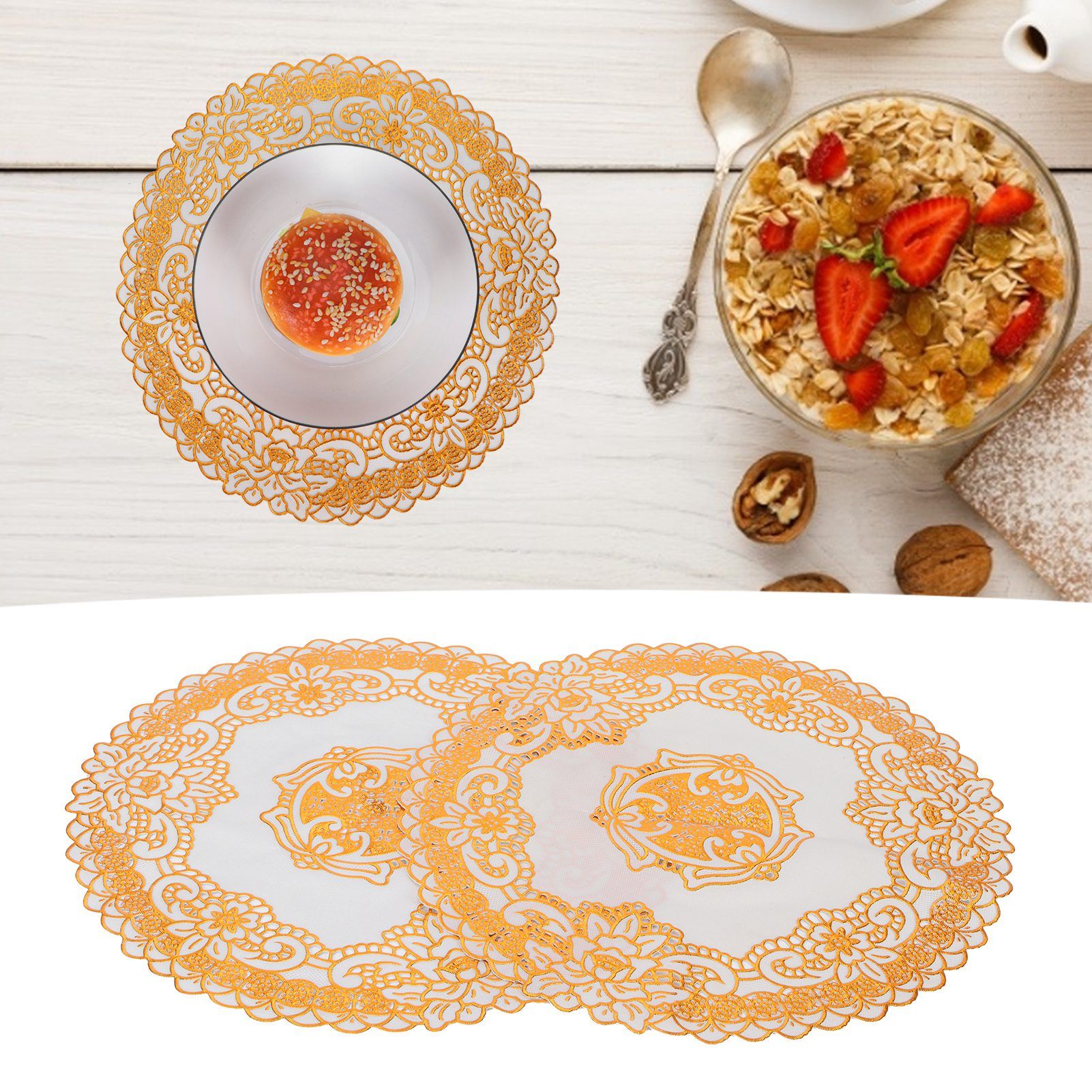2PCS 30cmx30cm Table Mats Gold Dining Table Placemats for Wedding Party view 11