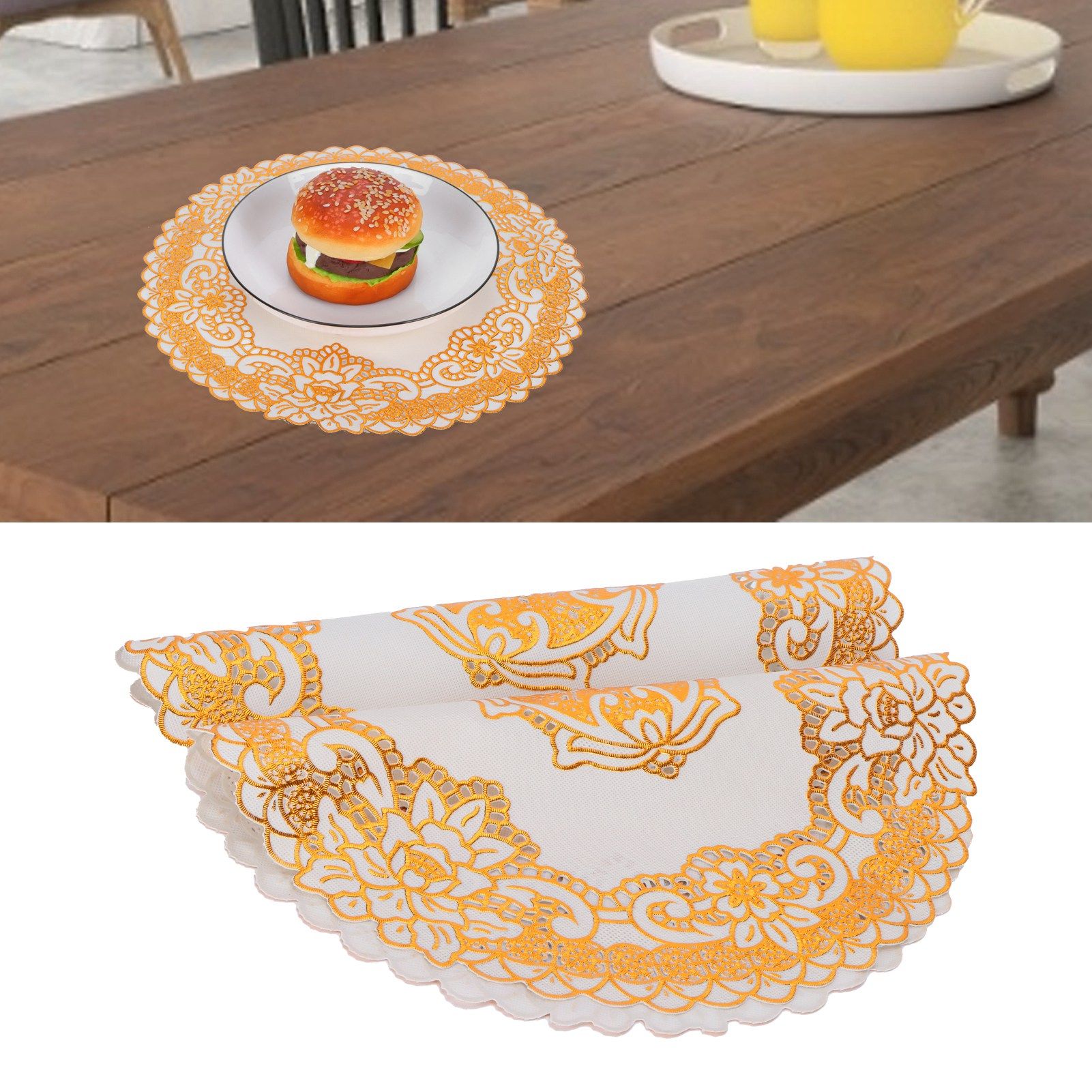 2PCS 30cmx30cm Table Mats Gold Dining Table Placemats for Wedding Party view 12