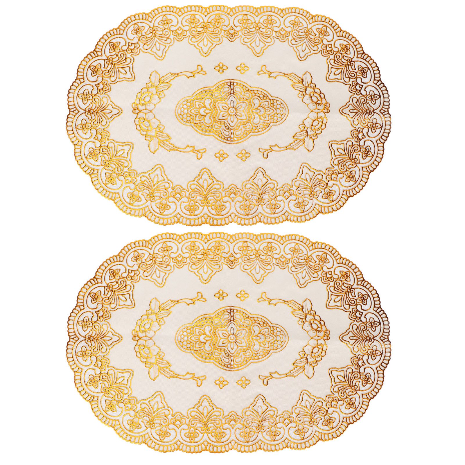 2Pcs PVC Table Mat Gold Placemats Cup Coaster Pad Kitchen Restaurant Wedding — image 1
