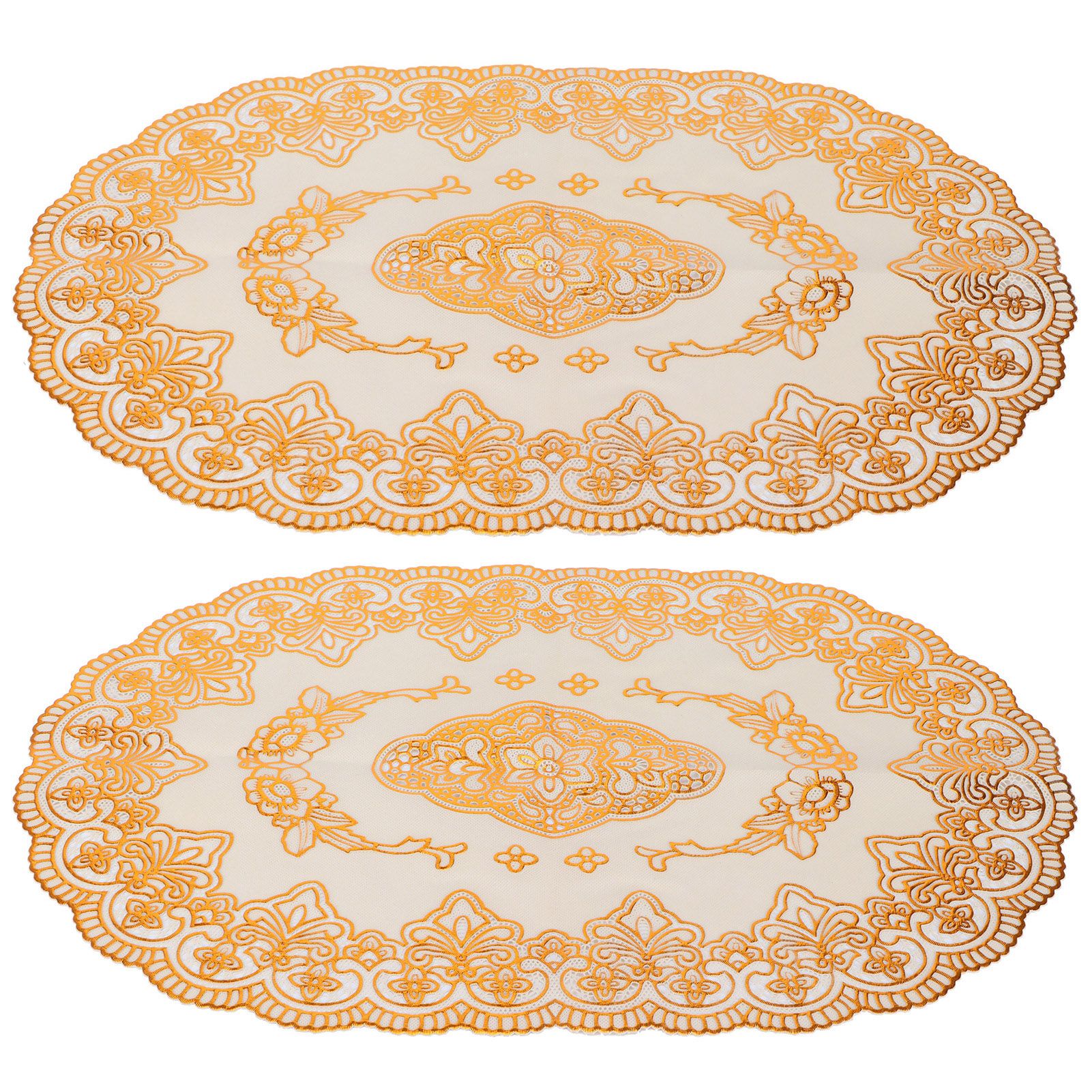 2Pcs PVC Table Mat Gold Placemats Cup Coaster Pad Kitchen Restaurant Wedding view 2