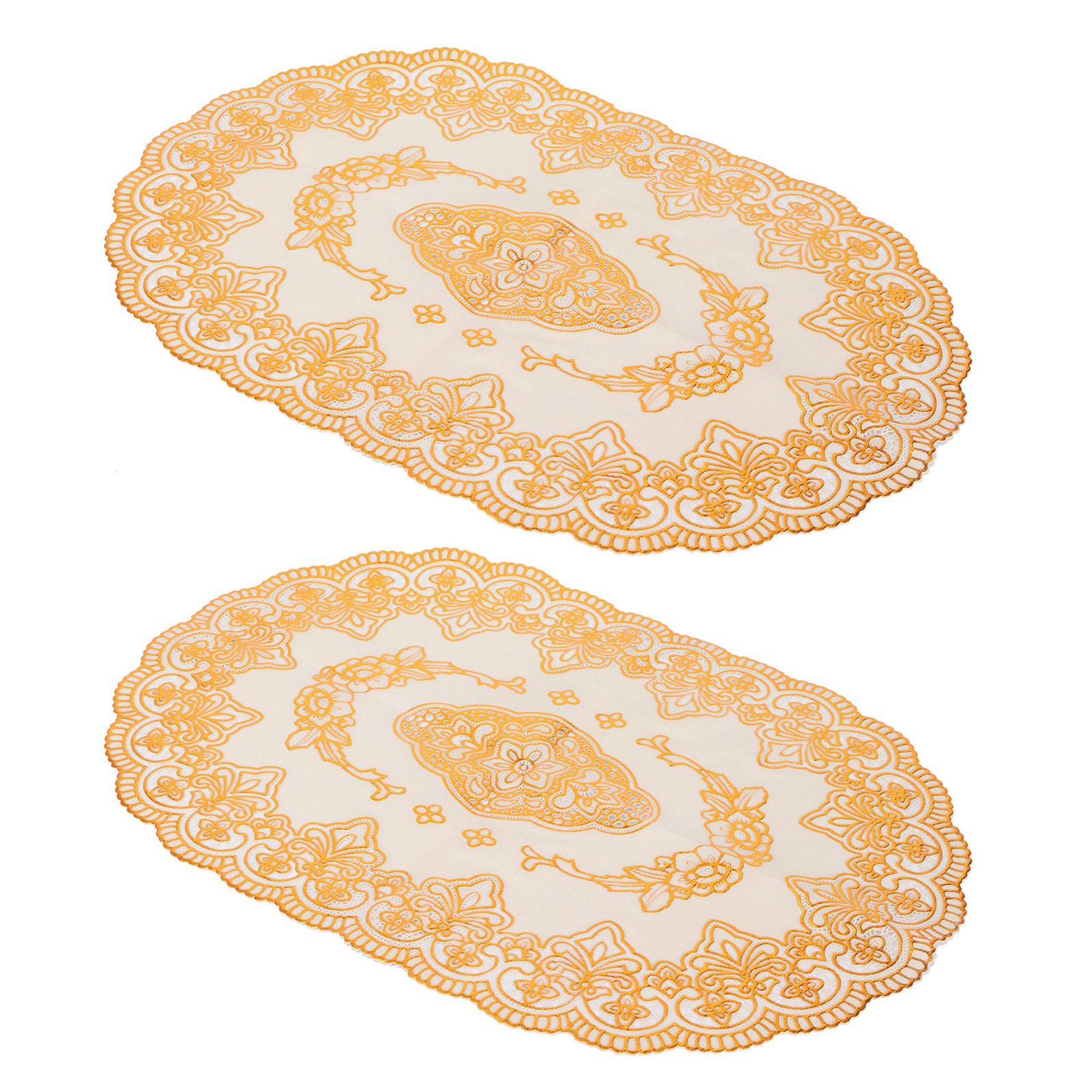2Pcs PVC Table Mat Gold Placemats Cup Coaster Pad Kitchen Restaurant Wedding view 3