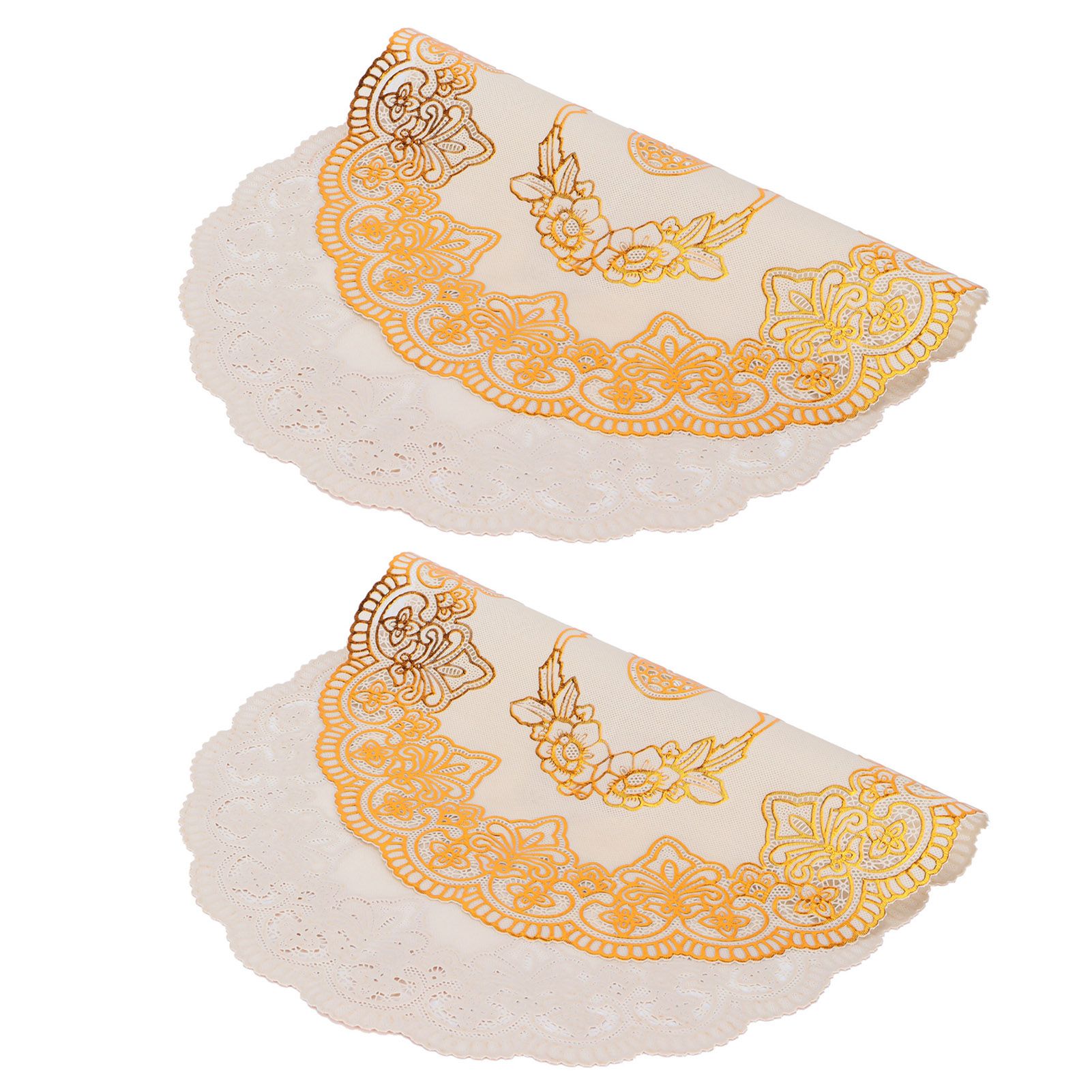 2Pcs PVC Table Mat Gold Placemats Cup Coaster Pad Kitchen Restaurant Wedding view 7