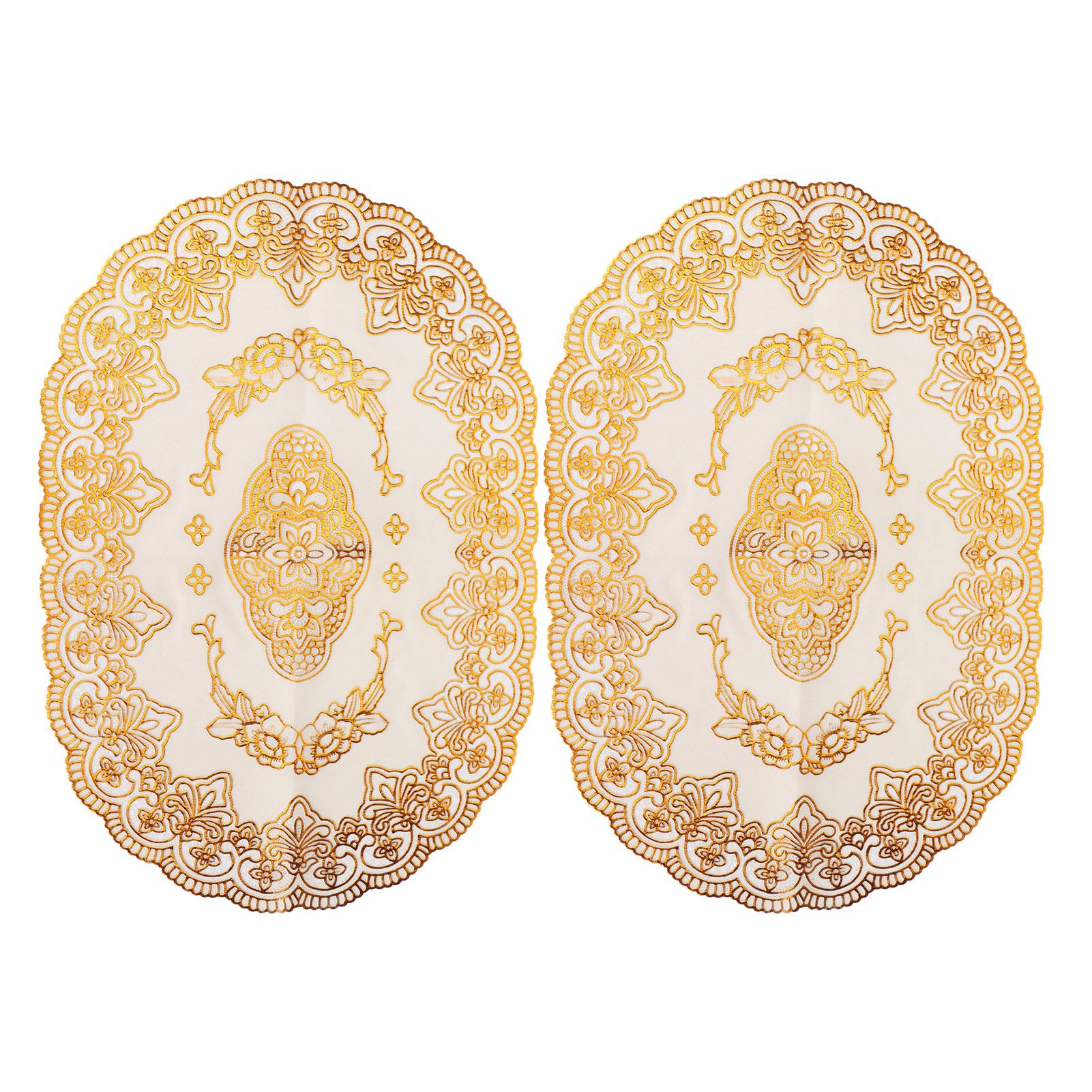 2Pcs PVC Table Mat Gold Placemats Cup Coaster Pad Kitchen Restaurant Wedding view 8